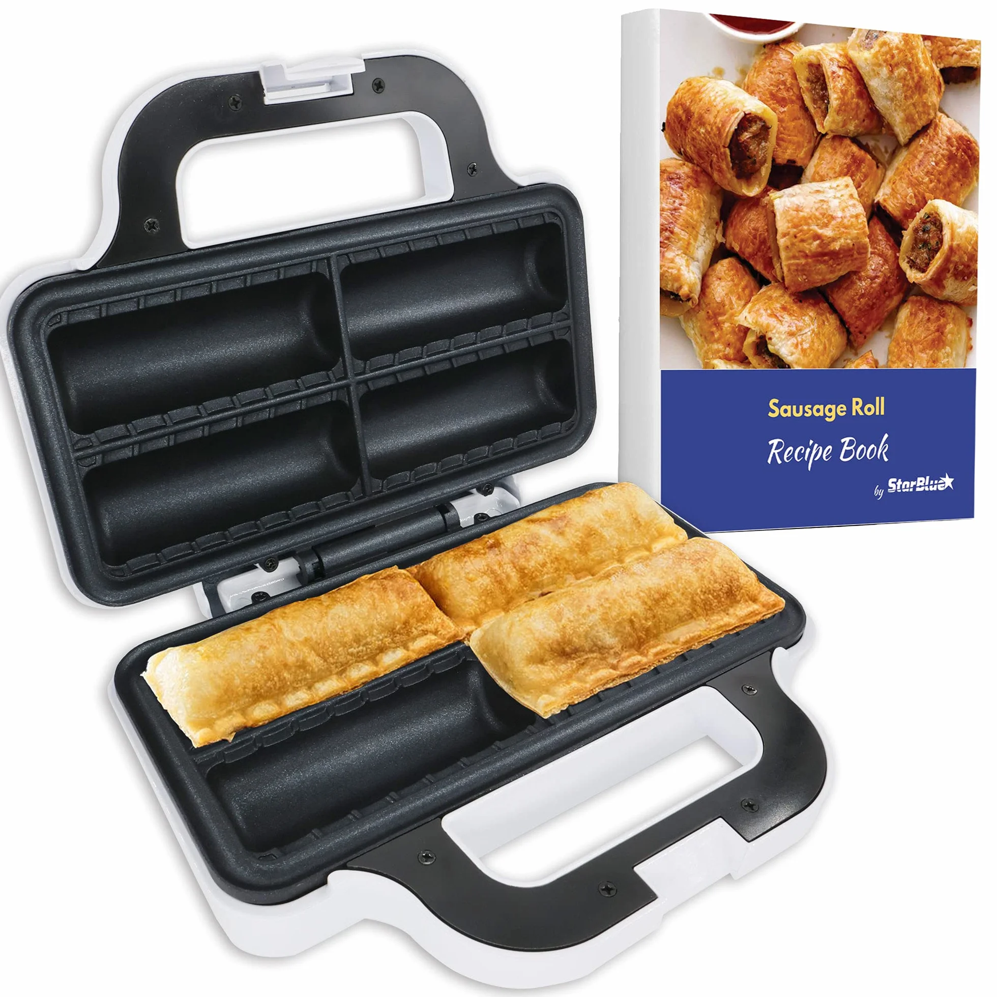 Maszynka do kiełbasy StarBlue z DARMOWYM e-bookiem z przepisami - przygotuj 4 szybkie i smaczne bułki i przekąski śniadaniowe w kilka minut 220-240 V 50/60 Hz 850 W Gniazdo UK Adapter EU