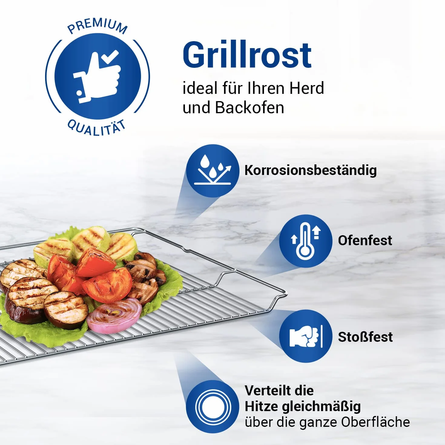 VIOKS Ruszt do grillowania ze stali nierdzewnej, 465 x 375 mm, zamiennik do Bosch 00574876 HEZ334000, ruszt do grillowania, ruszt kratowy do piekarnika Bosch, akcesoria do piekarnika