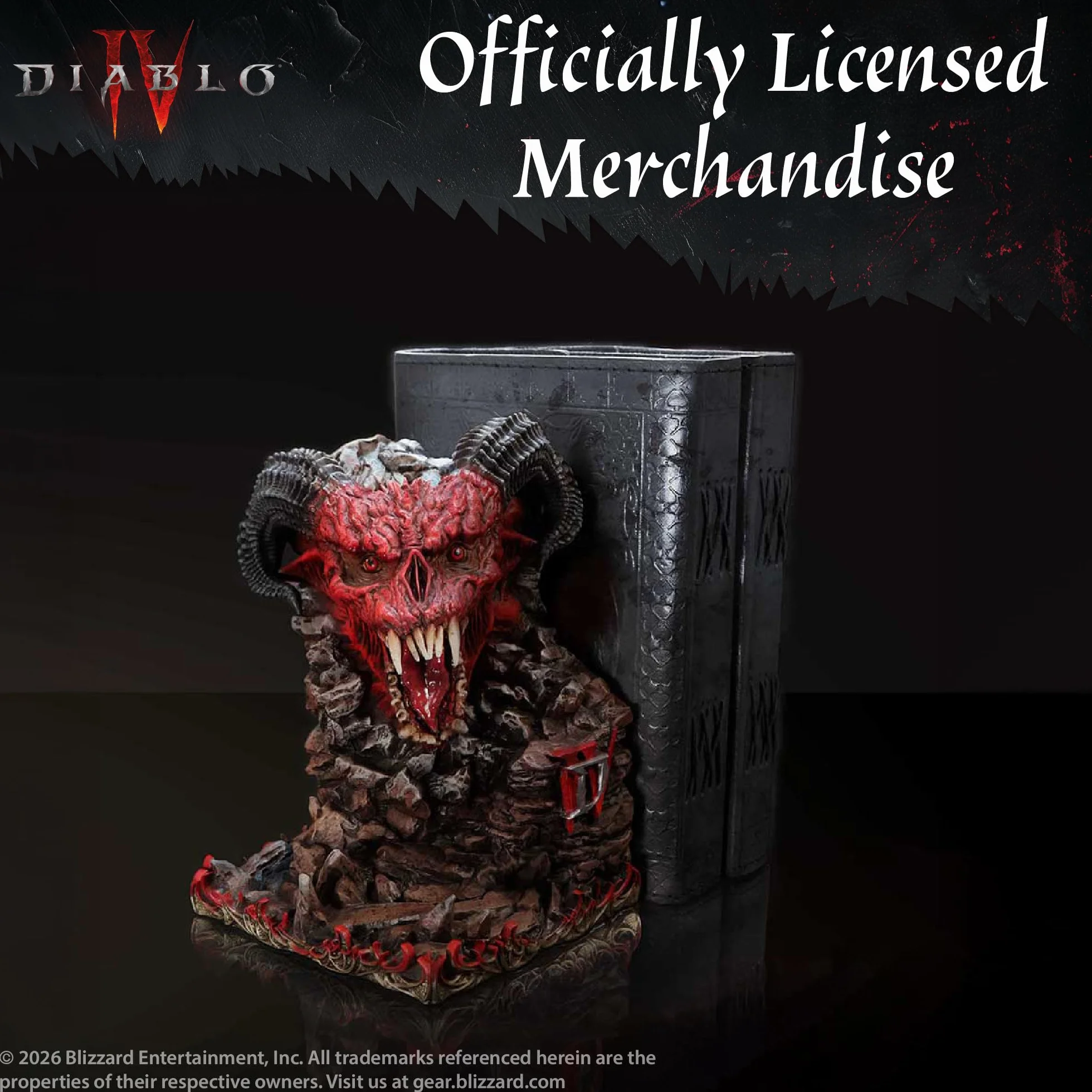 Nemesis Now Diablo IV Minion of Hell podpórka do książek, 18,3 cm, oficjalna licencjonowana podpórka na książki, dekoracja biurowa i dekoracja półki z kultowym logo, do dekoracji gier