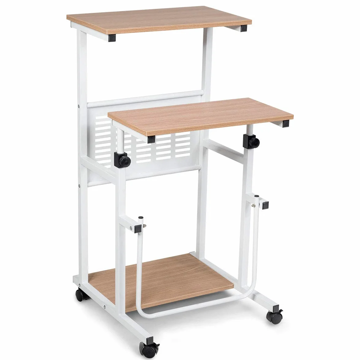 COSTWAY 2 w 1 stolik do laptopa i biurko z kółkami, z regulacją wysokości, stolik pod komputer, stojący stolik pod komputer do domu i biura