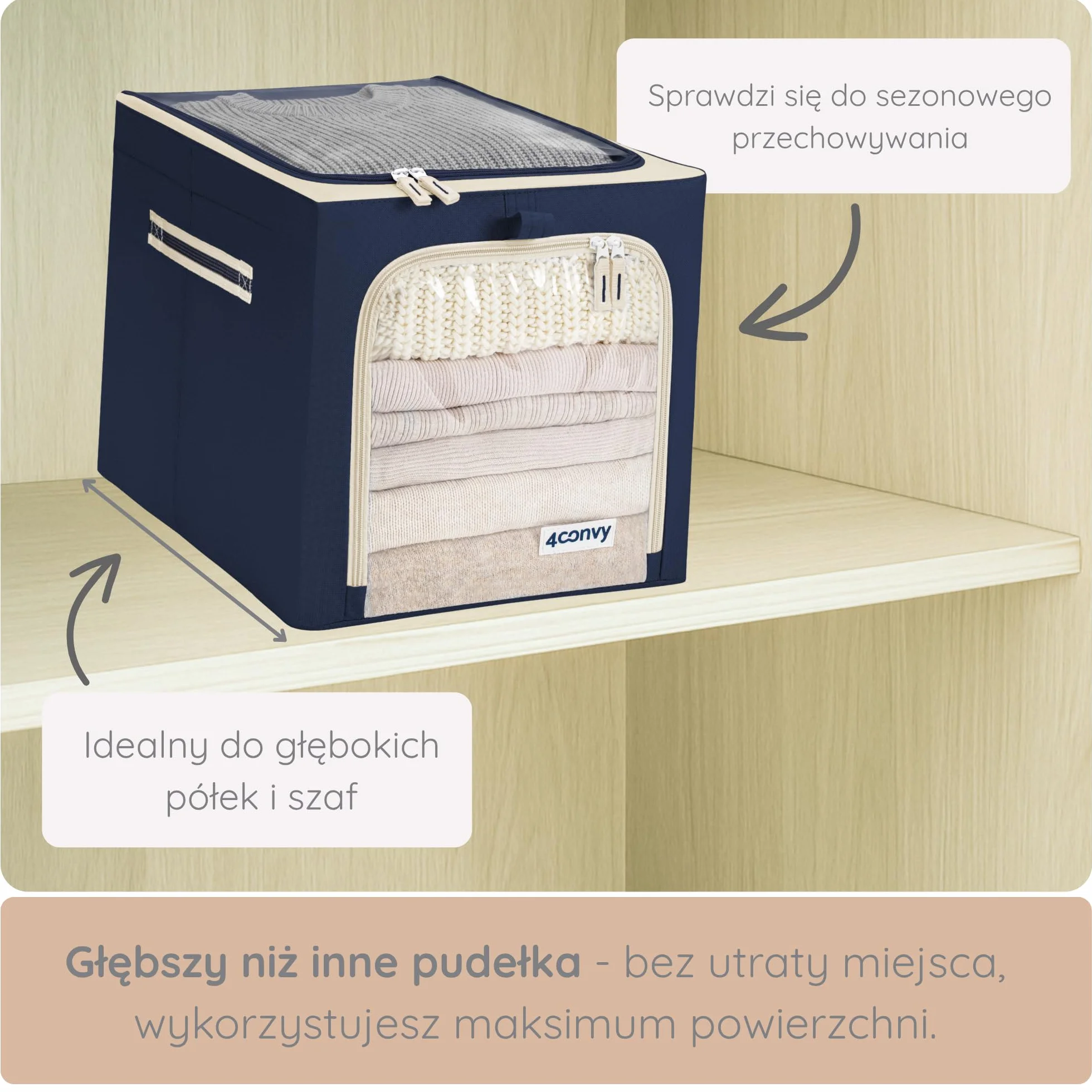 4CONVY Pokrowiec na pościel 3x40L z przezroczystymi oknami składana torba