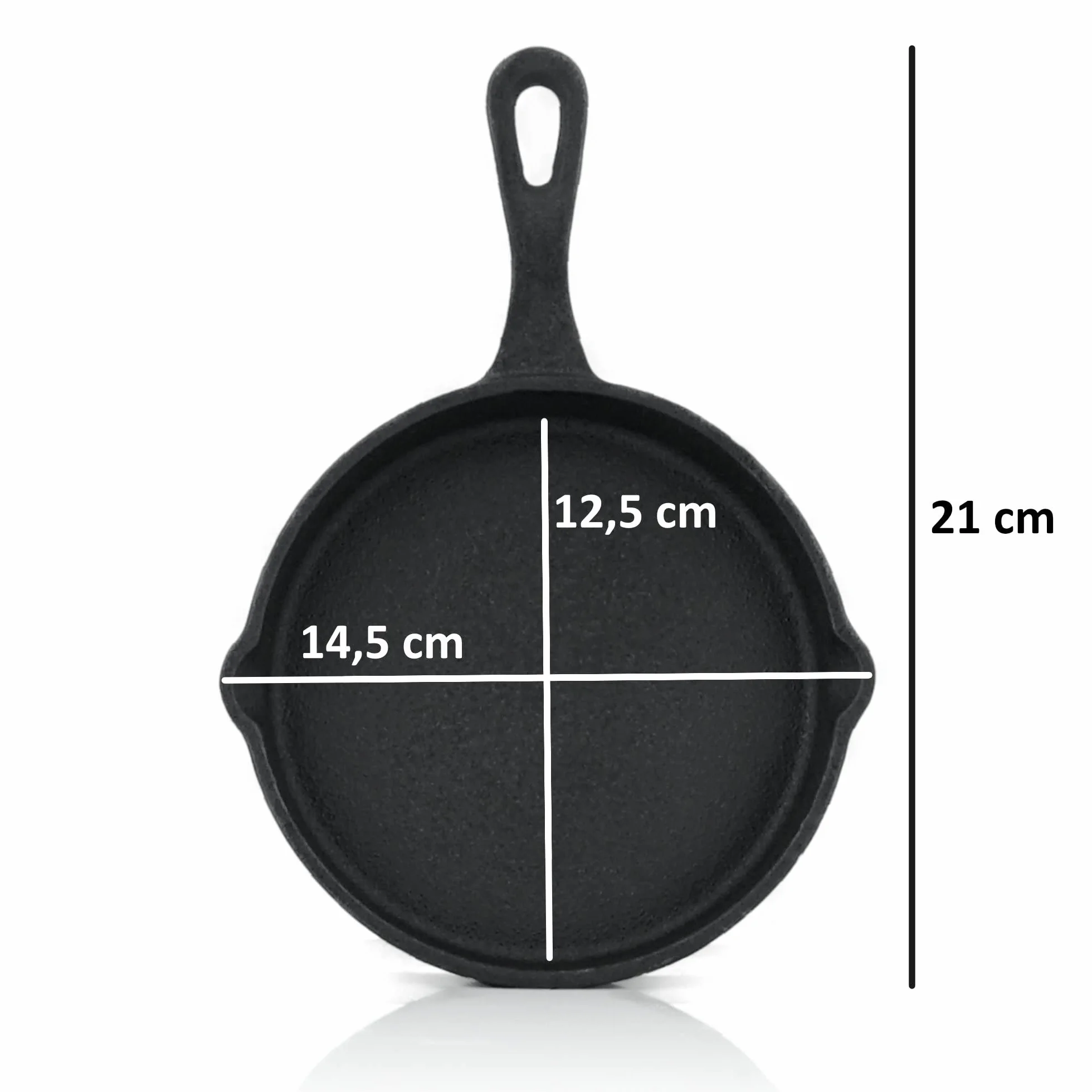 BBQ-Toro Zestaw 6 żeliwnych patelni grillowych, Ø 12,5 cm, wstępnie wypalane, żeliwne, z 2 nalewkami na krawędzi