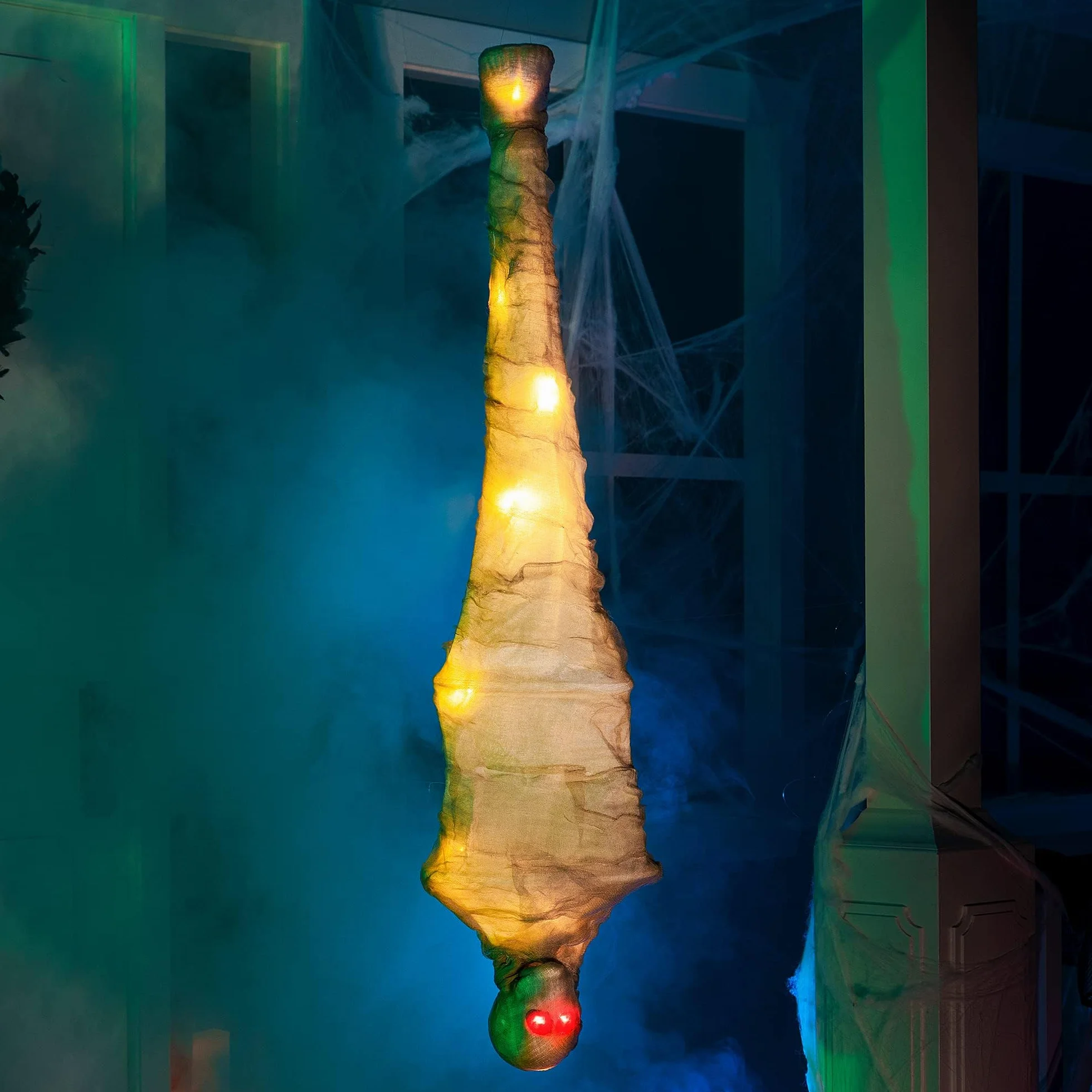 JOYIN Dekoracje na Halloween, 119 cm, świecące wiszące zwłoki kokonu na Halloween, dekoracje wewnętrzne i zewnętrzne