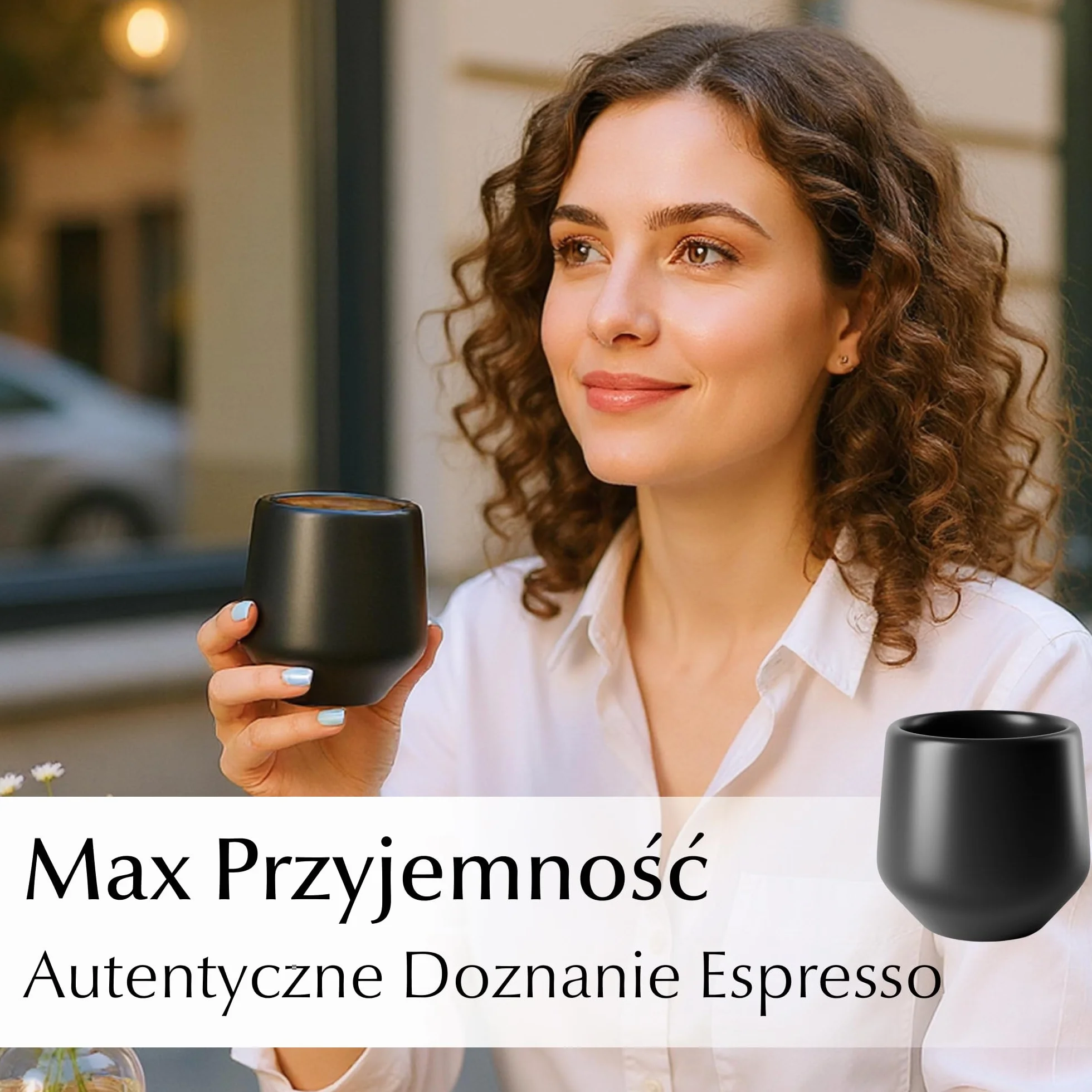 MIAMIO Zestaw filiżanek do espresso 4 sztuki 90 ml ceramiczne japońskie czarne