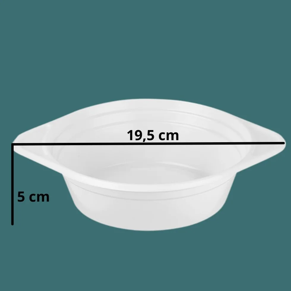 RAGO® Talerze na zupę 500 ml, miski do zupy, wielokrotnego użytku, 100 sztuk, plastikowe miski, pojemniki na zupę, okrągłe z uchwytem na 500 ml, talerze do zupy z polipropylenu, wielokrotnego użytku,