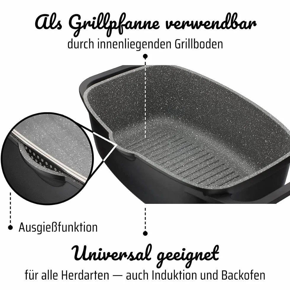 Gsw Gourmet Granit Naczynie Żaroodporne, Czarny, 33 x 21 cm