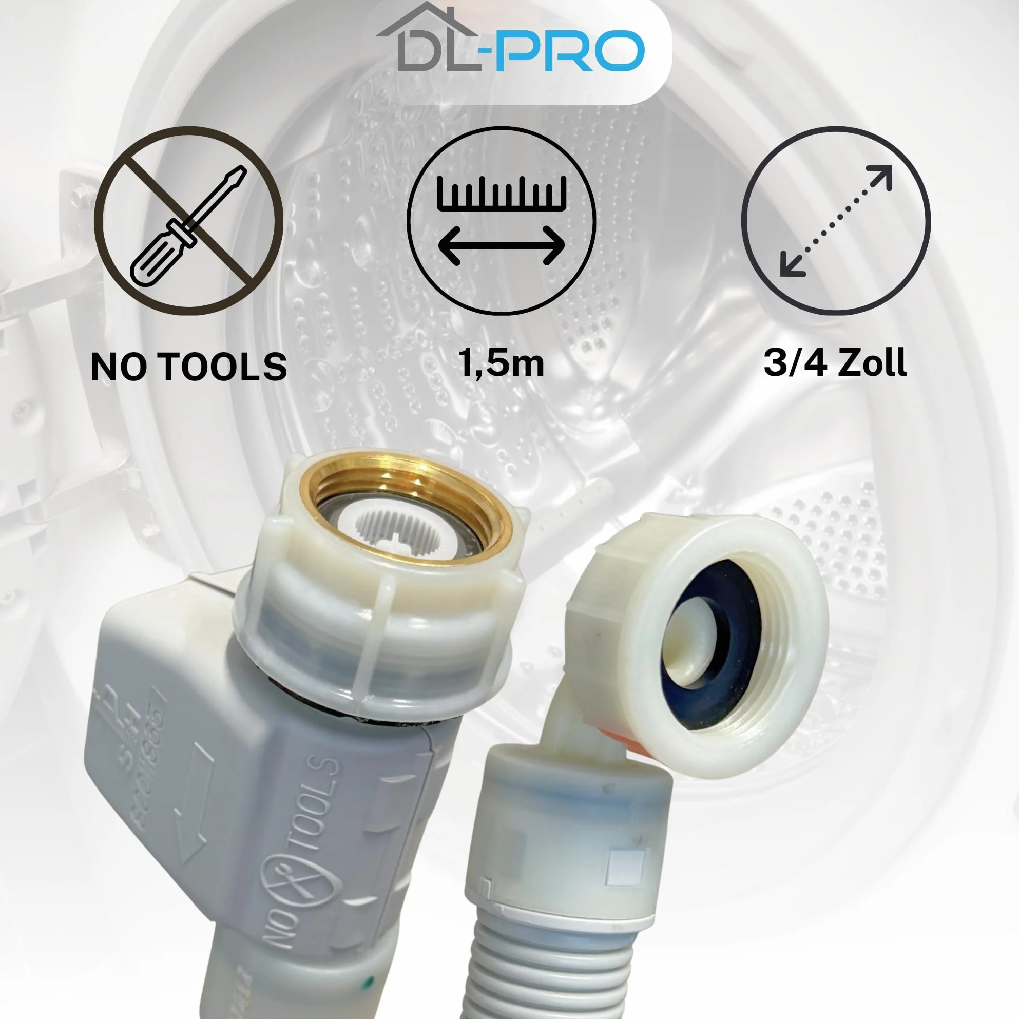 Wąż Aquastop DL-pro 1,5 m G 3/10.2 cm 60°C do pralek Bosch Siemens Constructa Balay