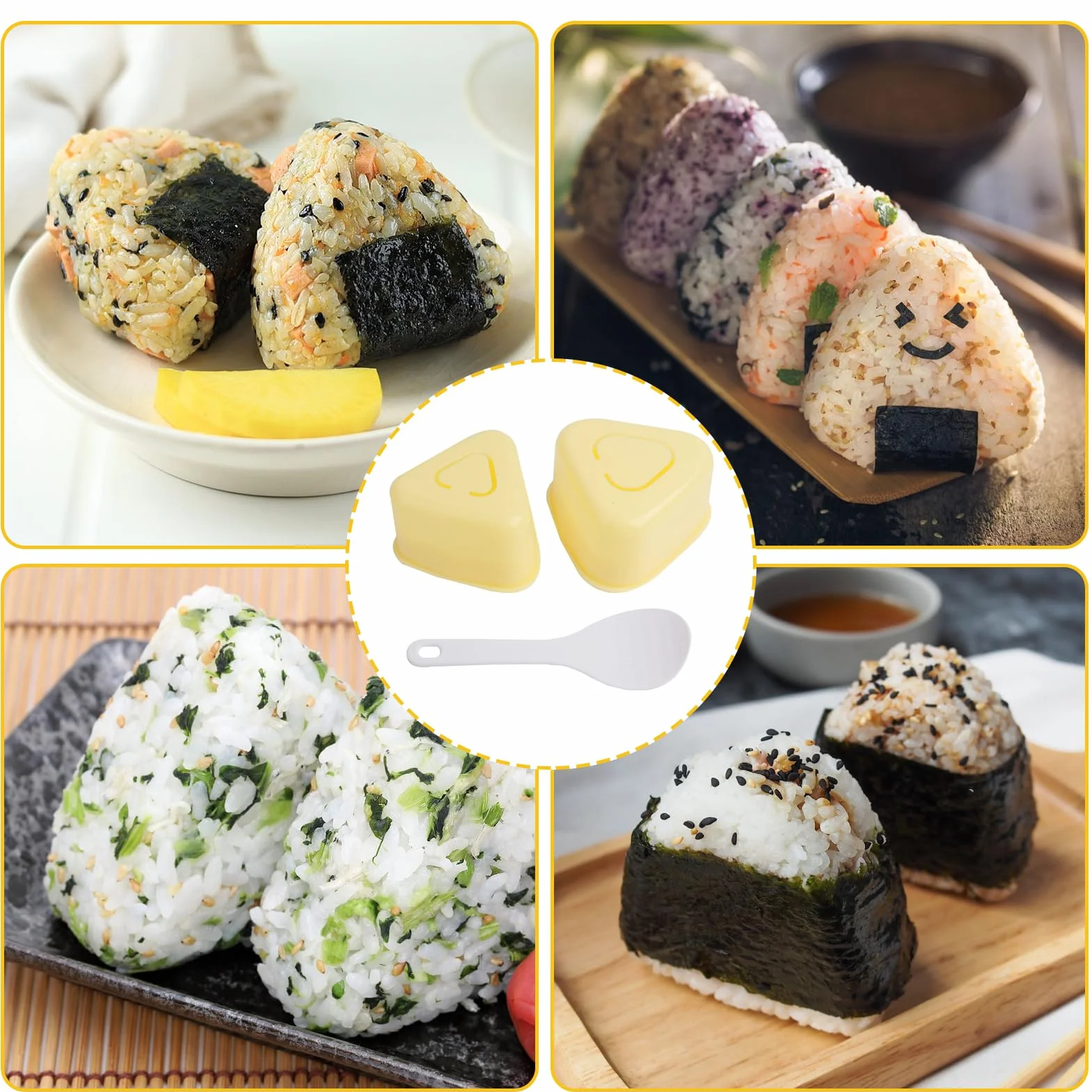 3-częściowy zestaw do robienia sushi onigiri sushi, zestaw do samodzielnego przygotowania kul ryżowych, do liści nori i alg – łatwe przygotowanie sushi w domu – nie zawiera BPA i nadaje się do