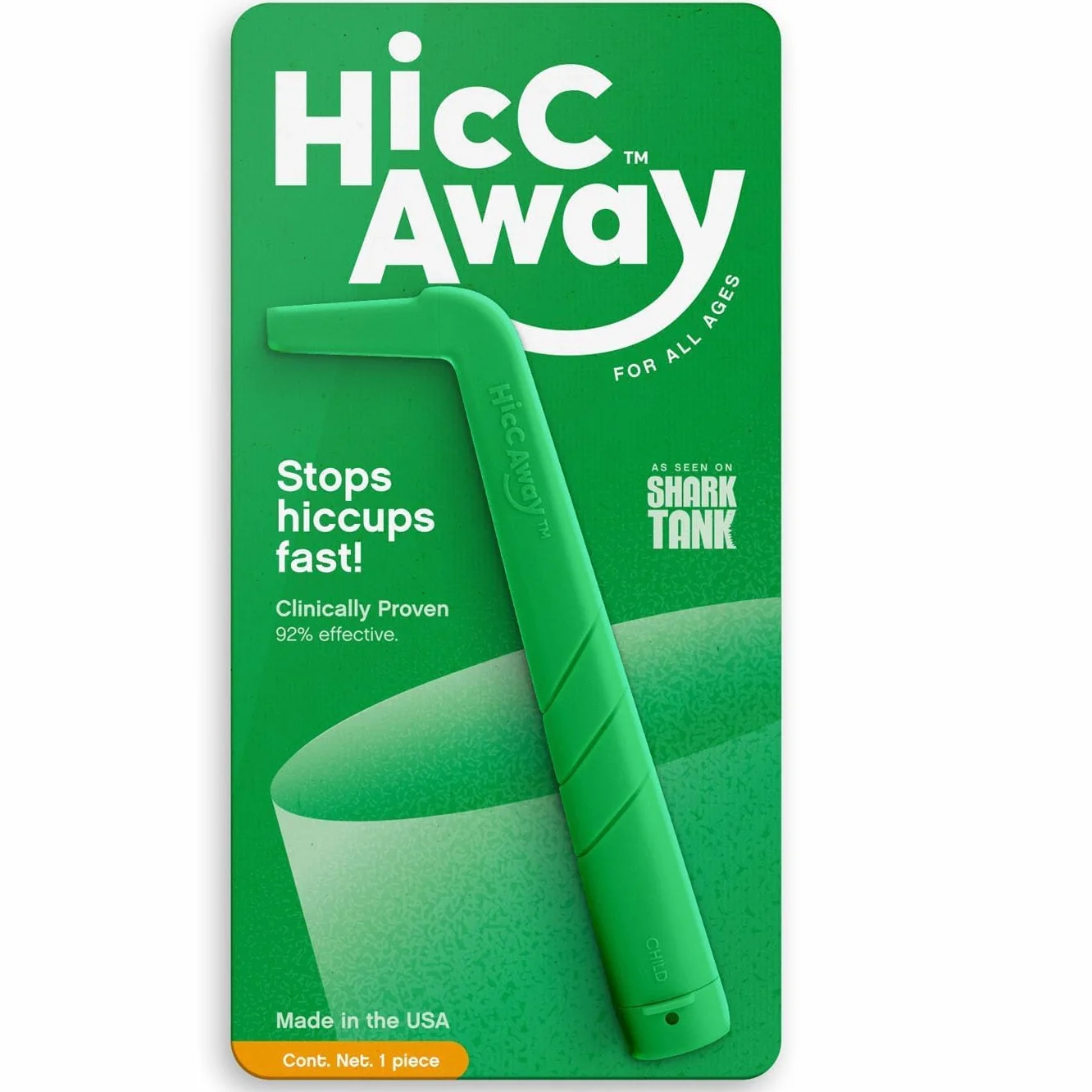HiccAway Hiccup Straw Zielony - Zatrzymuje czkawkę - Wielokrotnego użytku