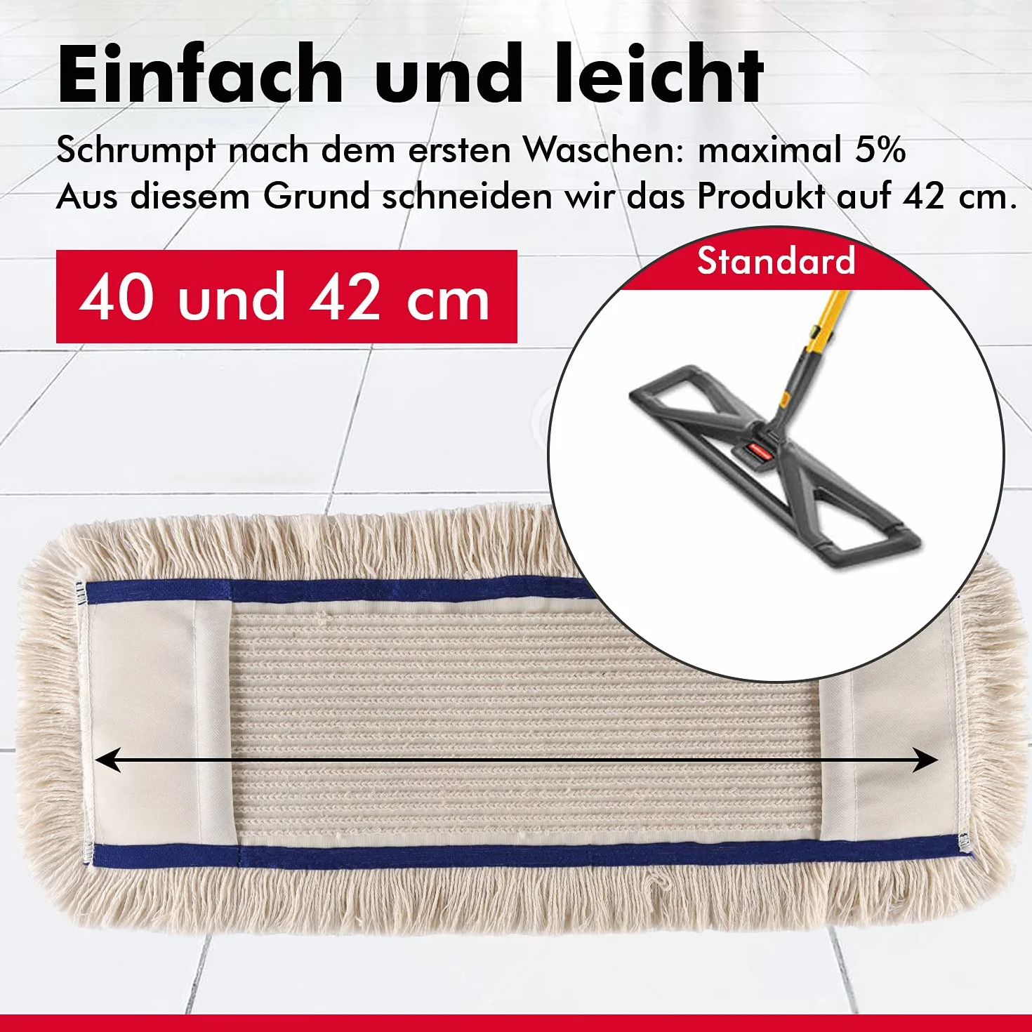 2 x mop 40 cm – pokrowiec na mopa do podłogi z prawdziwego drewna do pielęgnacji suchej i mokrej podłogi