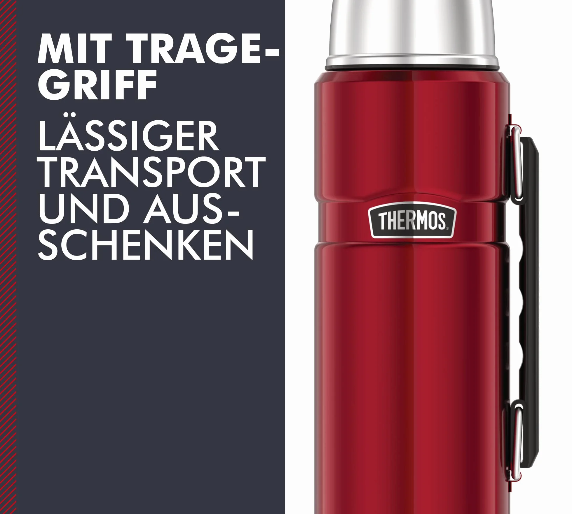 Thermos Stainless King Termos, Czerwony (Cranberry), 1.2L