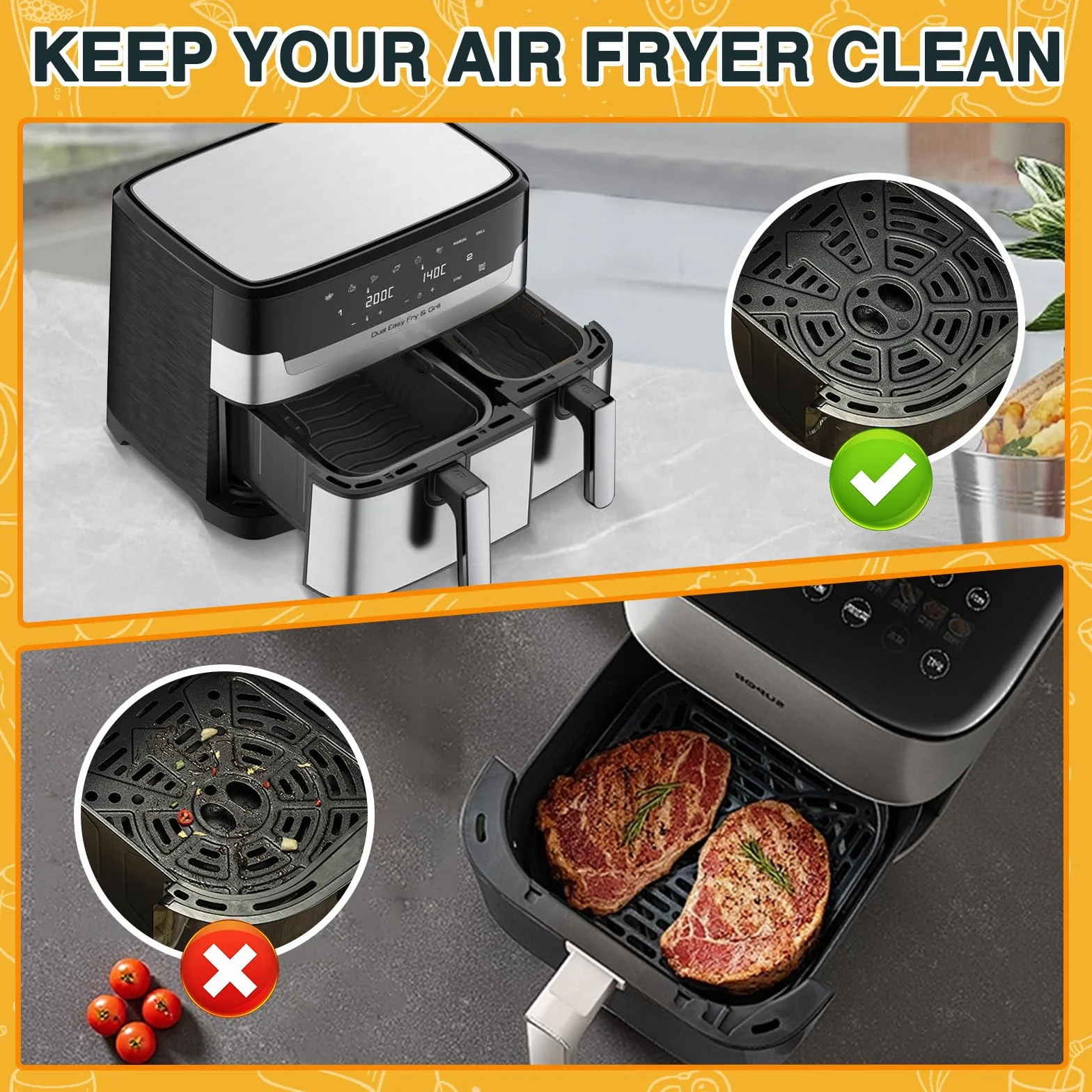 Zestaw 28 akcesoriów do frytkownicy na gorące powietrze, do Philips Dual Basket Airfryer 3000/5000 (6 l/3 l), TefalDual Easy 5,2 l/3,1 l, silikonowe formy do frytkownicy na gorące powietrze, ruszt do