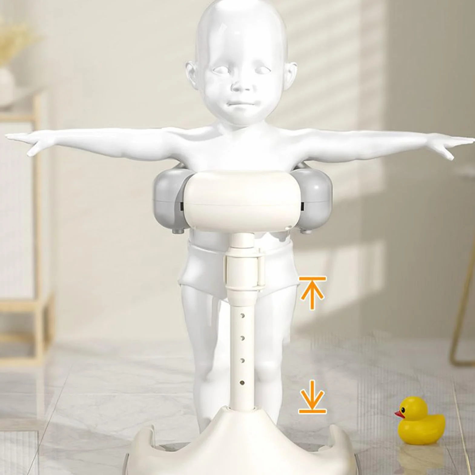 Adjustable Shower Stand, Adjustable Height Bath Standing Support, 15.35x13.19x17.32 inches Foldable Portable Bathing Device, Wash Seat for Kids, Boys & Girls
