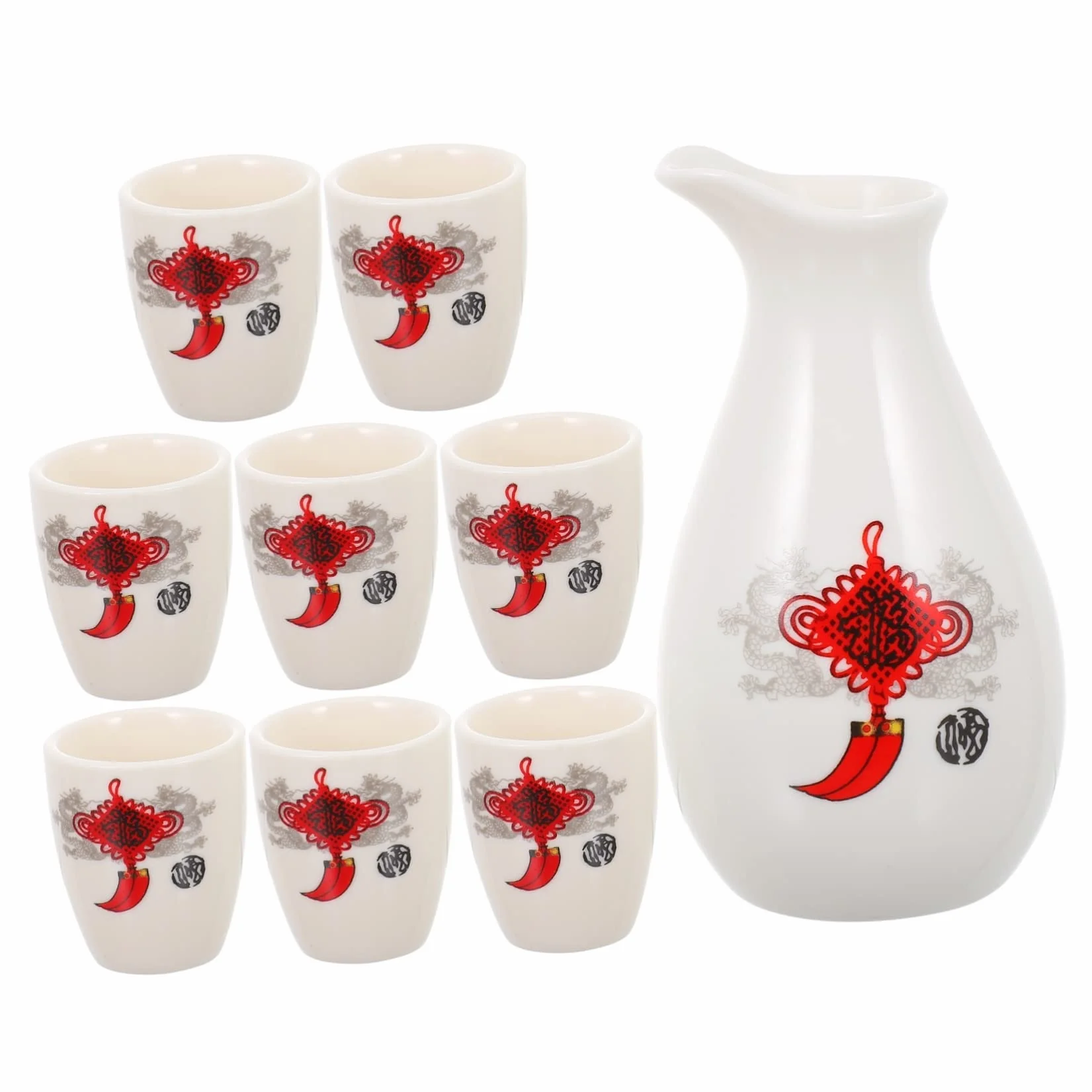 1zestaw Ceramiczny Do Sake z Filiżankami i Dzbanem Elegancka Praktyczny i Dekoracyjny Do Podawania Idealny Przyjęcia i Dekorację Domu