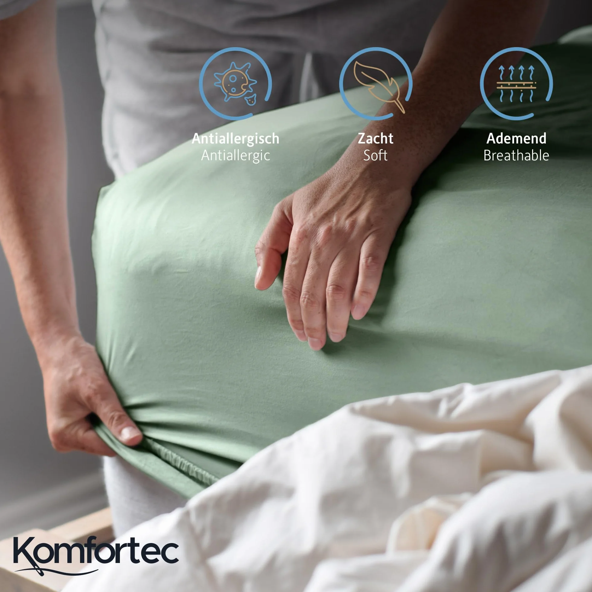 Komfortec Prześcieradło z gumką z dżerseju, 100% bawełny, 160 x 200 cm, 135 g/m², miękkie, oddychające i przyjazne dla skóry, z gumką dookoła – certyfikat Oeko-Tex – do treningu bokserskiego, toppera