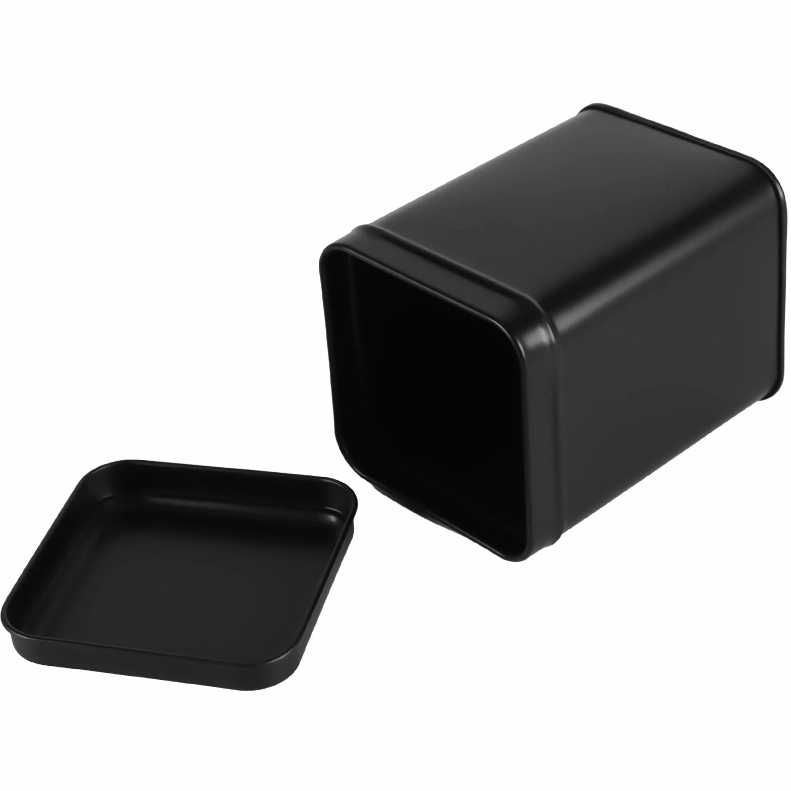 8 sztuk puszek na herbatę sypką, 7 x 7 x 10 cm, czarne pojemniki na herbatę z metalu, kwadratowe pudełko do przechowywania herbaty sypkiej