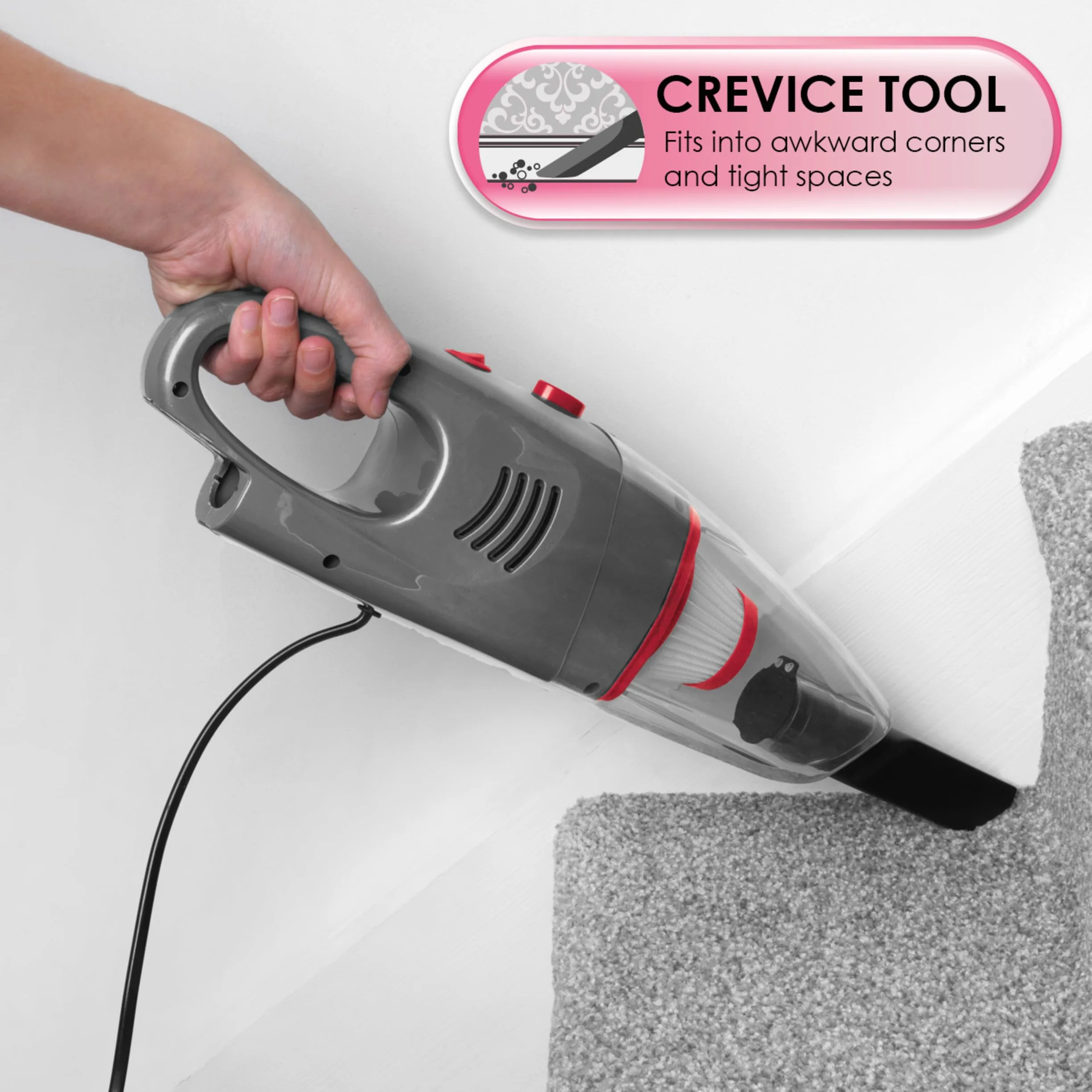 Beldray BEL0770N-GRY 2-in-1 Stick Handheld Vacuum Cleaner 600W Bagless HEPA Filter Grey
