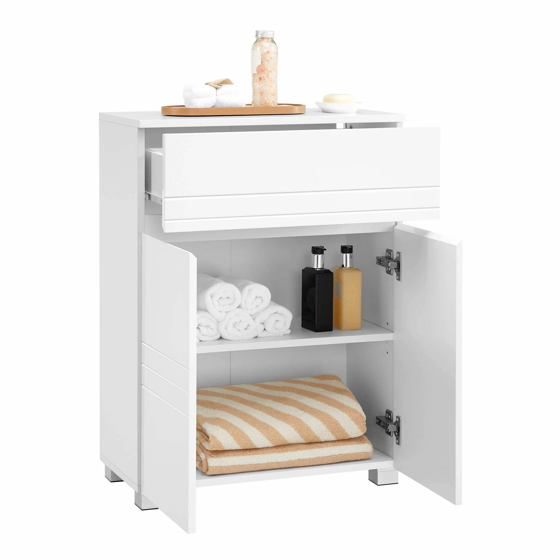 VASAGLE BBK140W01 szafka łazienkowa 60x30x80 cm biała