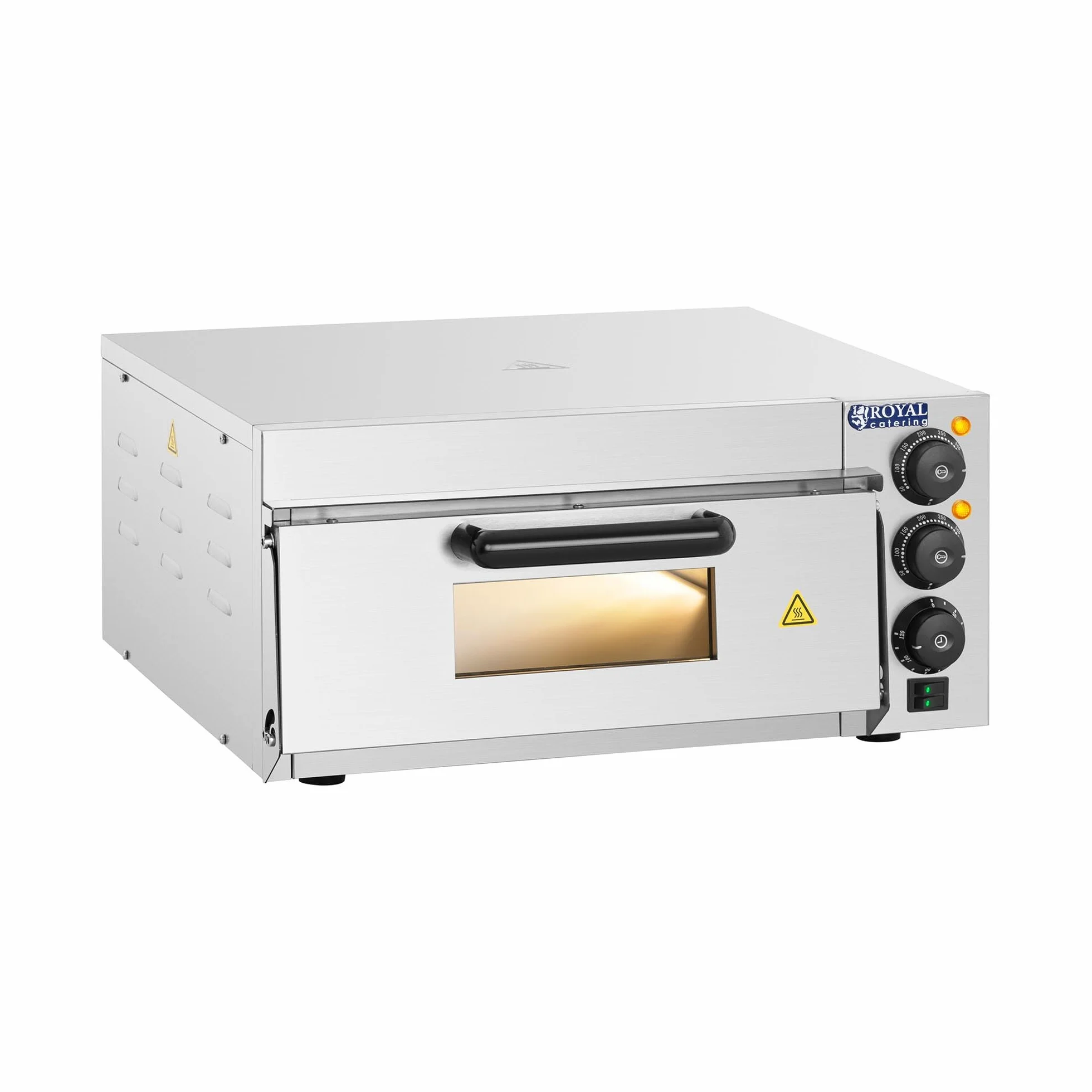 Royal Catering RCPO-2000-1PE piec do pizzy elektryczny 2000 W, 1 komora, piecyk do pizzy, piecyk szamotowy, dno szamotowe
