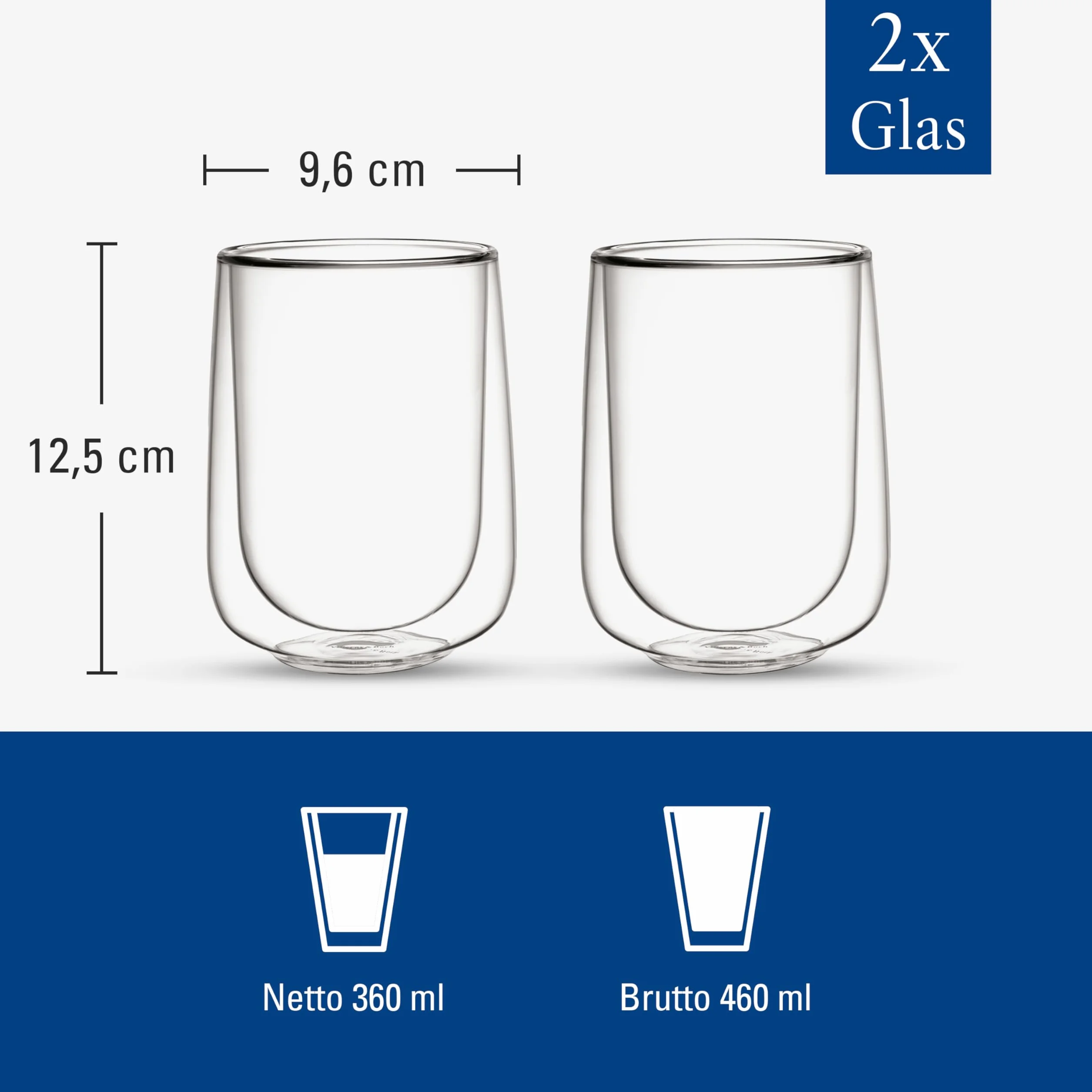 Villeroy & Boch – Artesano Hot&Cold Beverages szklanka do latte macchiato, 360 ml, zestaw 2 szklanek, podwójne ścianki, zmywarka, mikrofalówka