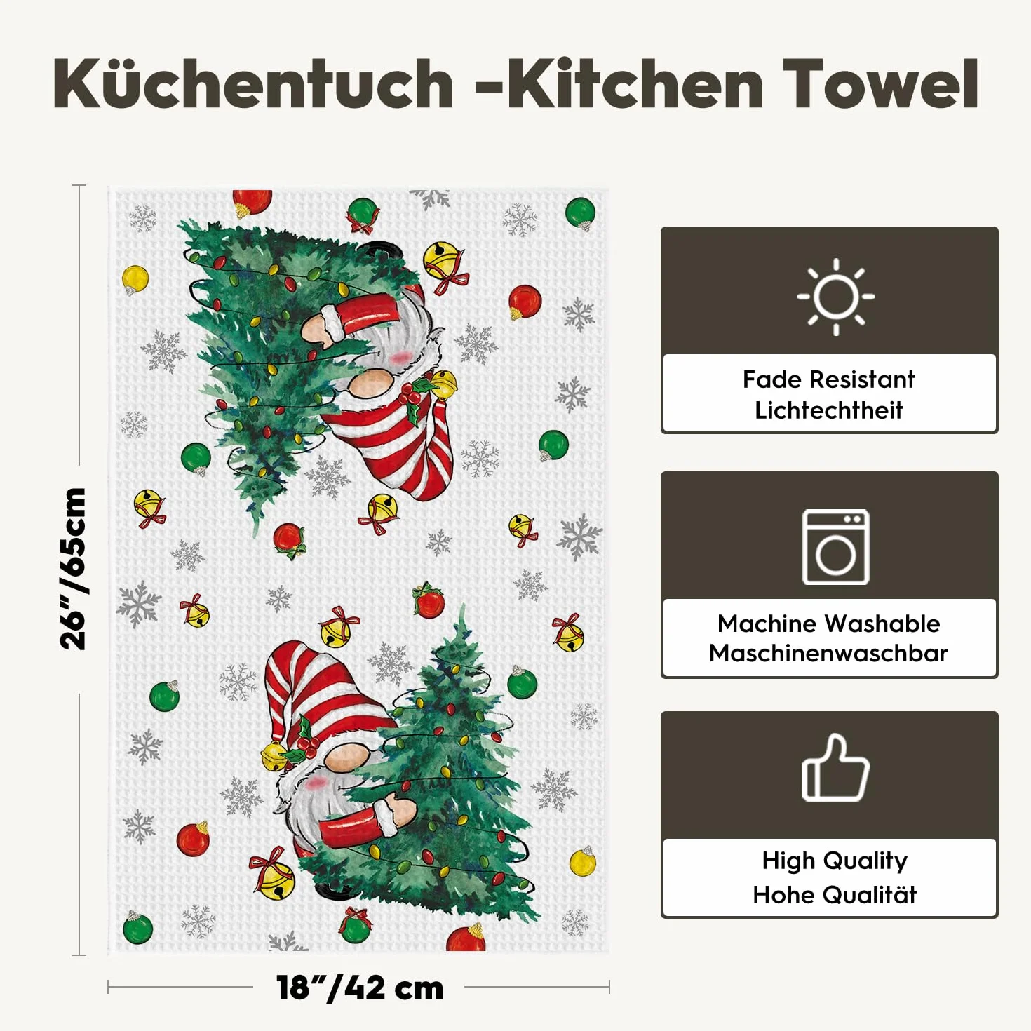 Artoid Mode Drzewa płatki śniegu GNOME Bar Boże Narodzenie ręczniki kuchenne ścierki do naczyń, 42 x 65 cm mikrofibra chłonne ręczniki Xmas kuchnia dekoracja 2 szt