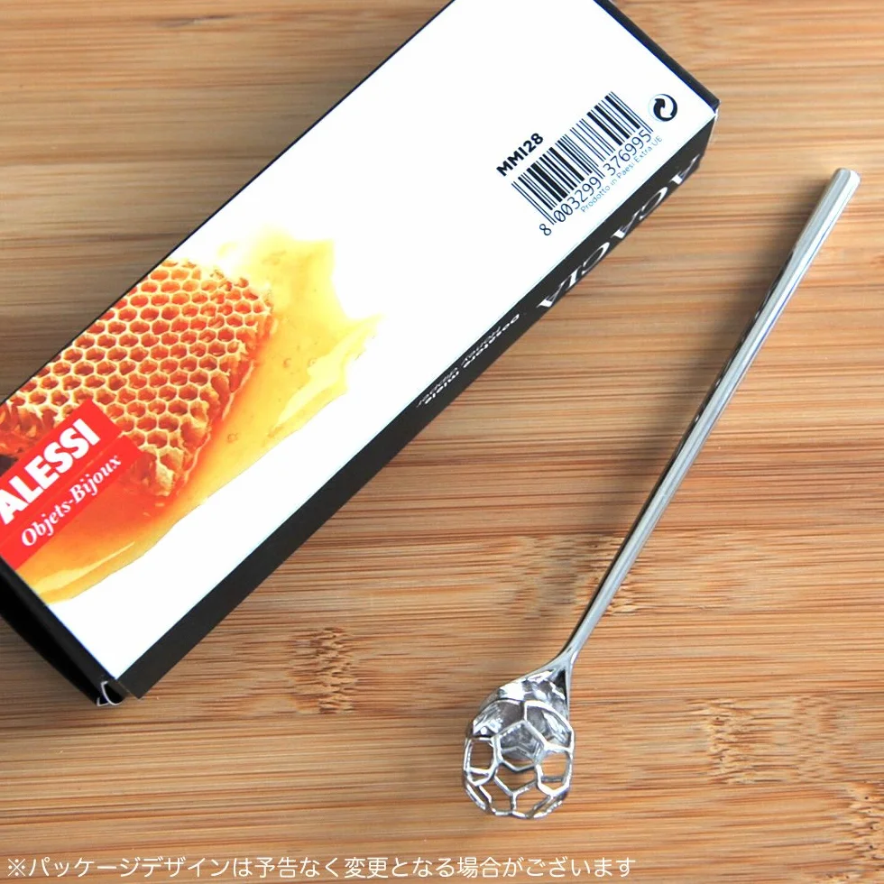 Alessi MMI28 Acacia Honey Dipper ze stali nierdzewnej 18/10, polerowana, stal 18-10, srebrny