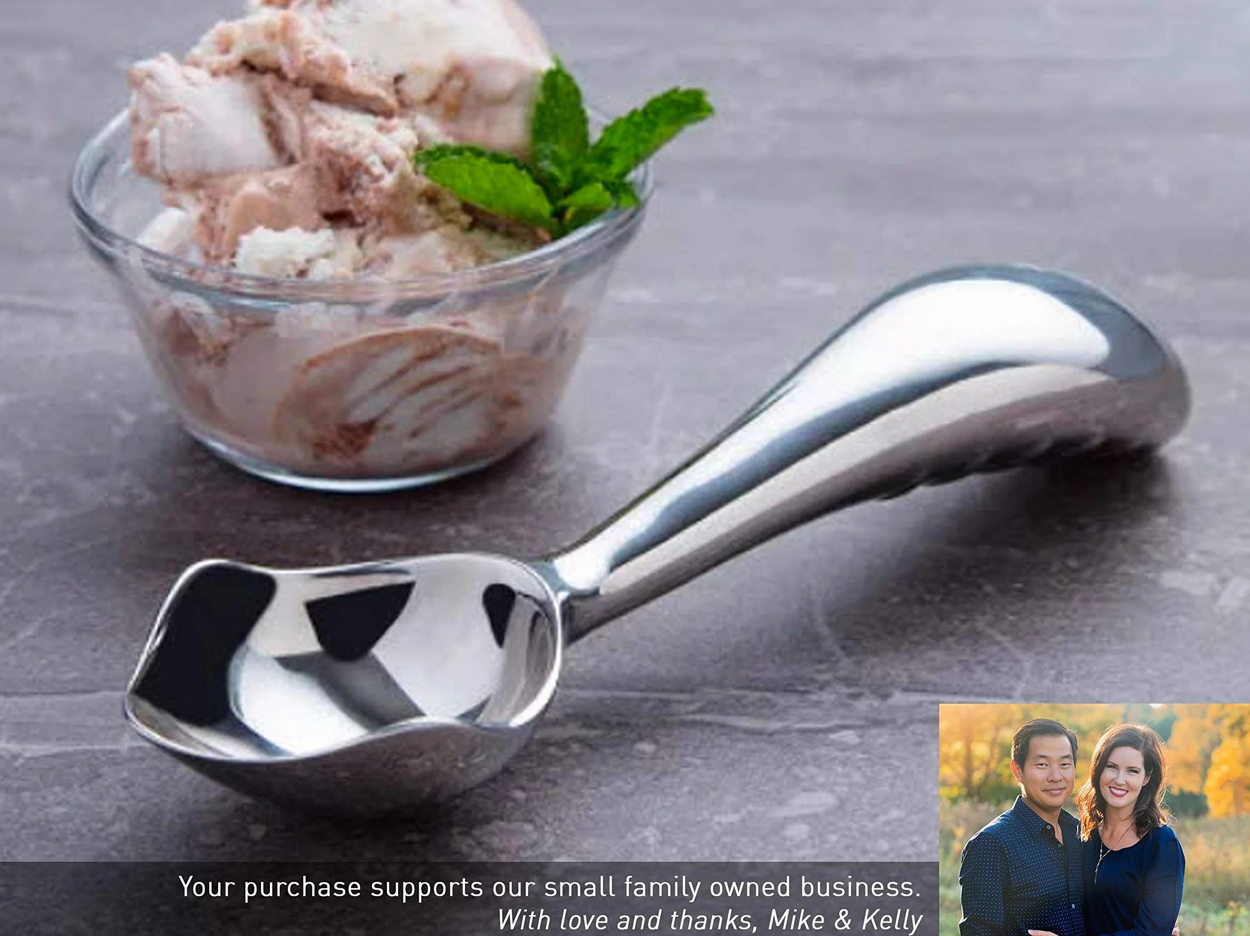 Stainless Steel Ice Cream Scoop Ergonomic for Hard Ice Cream Dishwasher Safe