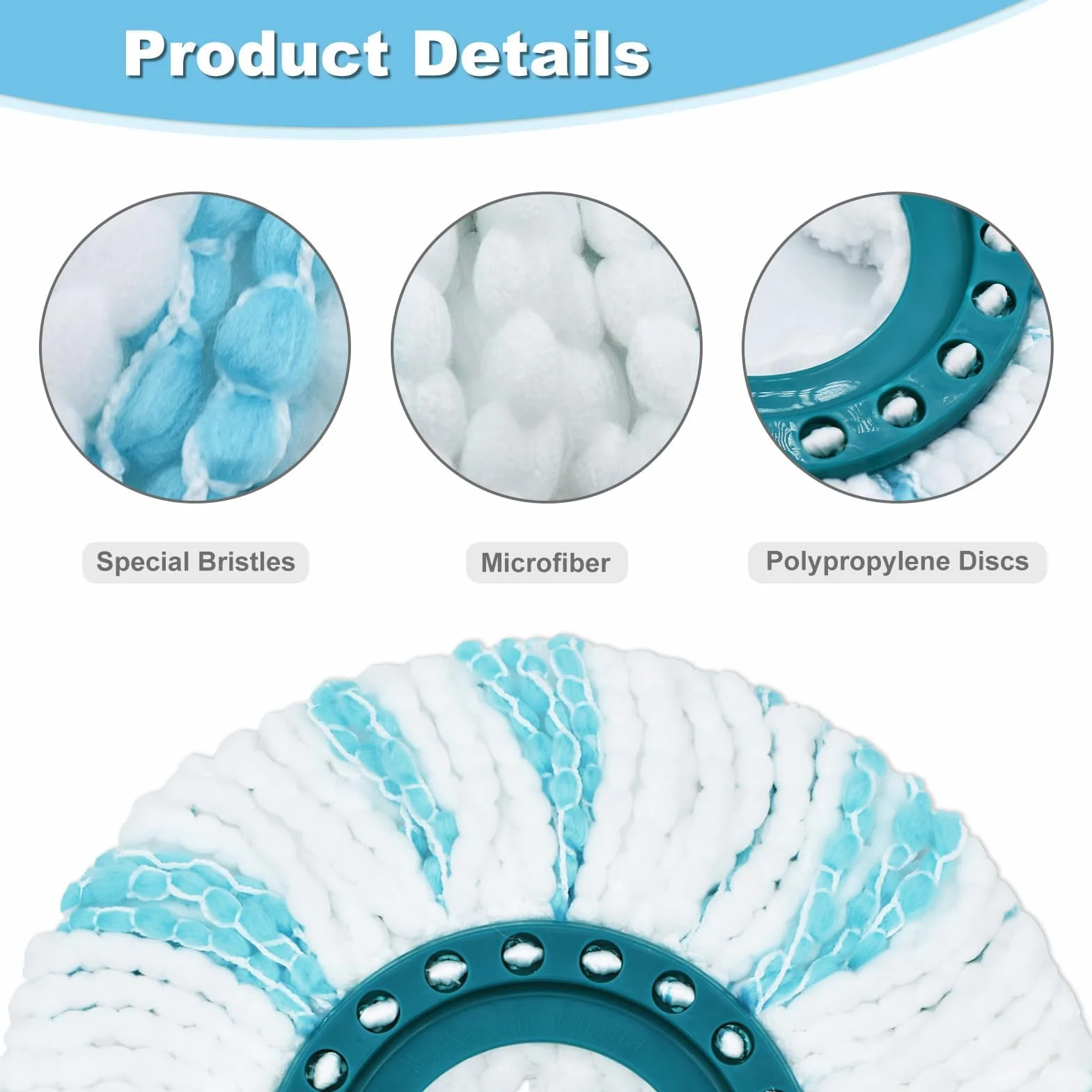 4 sztuki Wymienna Głowica do Mopa z Mikrofibry, Pasuje do Clean Twist Disc – Kompatybilna z Modelami Leifheit, Nakładka Mopowa Wielokrotnego Użytku, Części Zamienne do Mopów Podłogowych