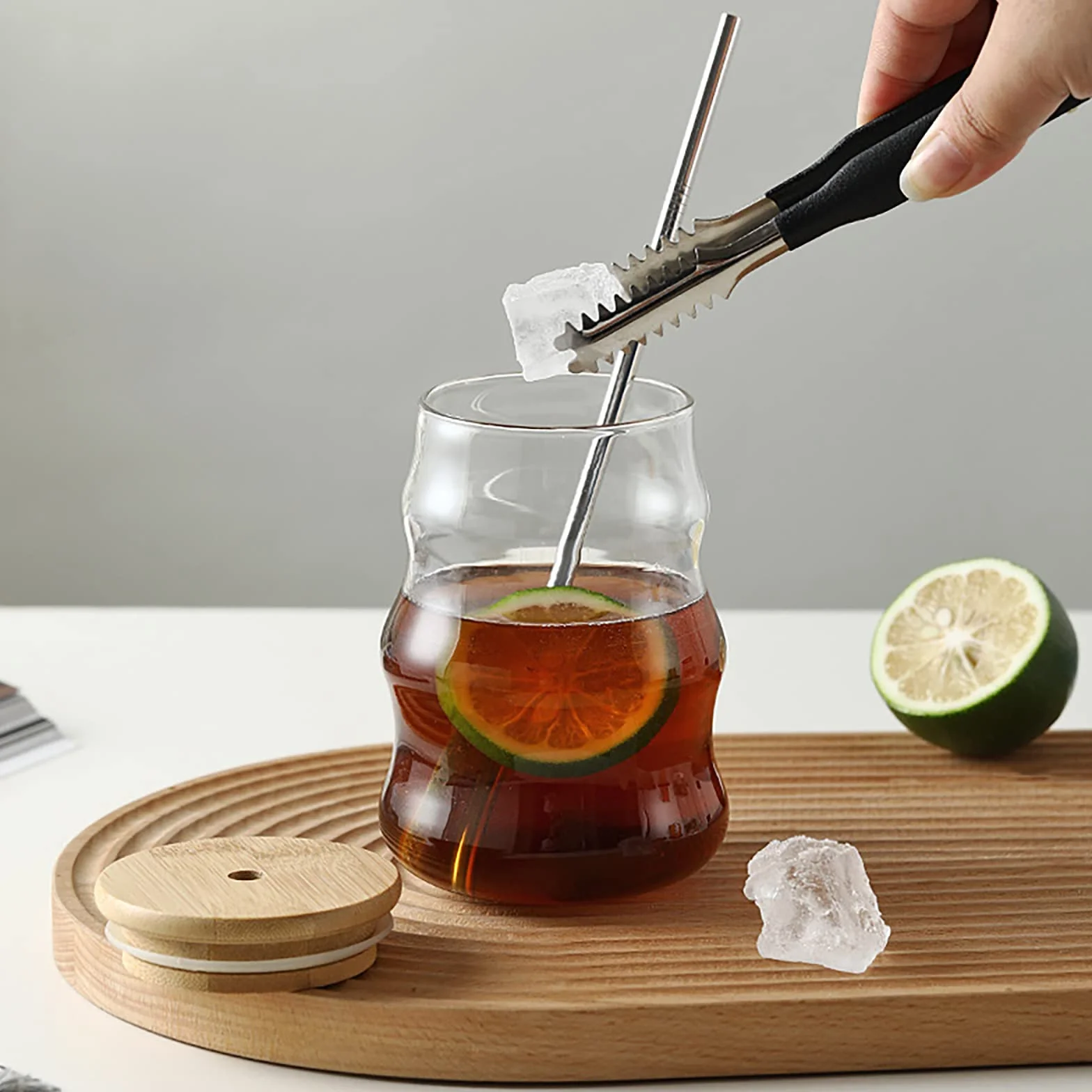 Szklane kubki z pokrywkami i słomkami, 500 ml, szklany kubek z pokrywką i słomką, szklanki do kawy mrożonej, nowoczesne szklanki do smoothie do whisky, napojów gazowanych, herbaty, A 1