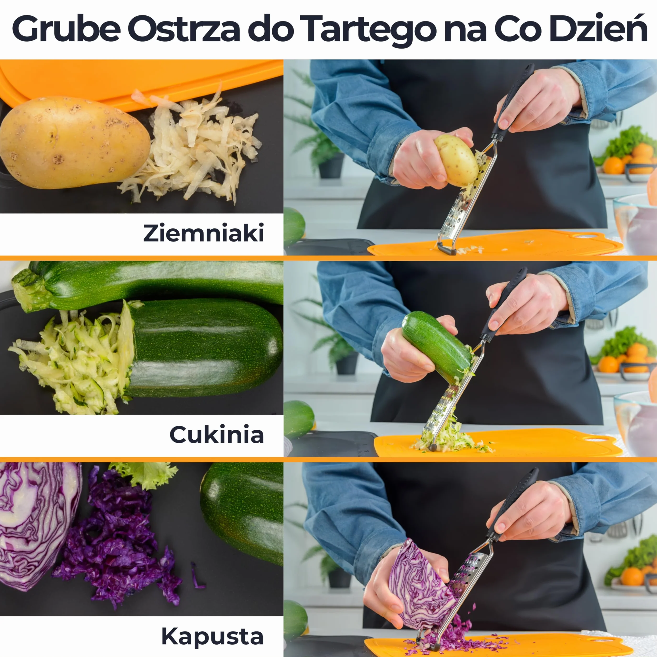Tarka Gruboziarnista Deiss PRO i Ręczna Tarka do Sera – Ostro Ząbkowane Ostrza ze Stali Nierdzewnej, Antypoślizgowy Uchwyt, Tarka i Szatkownica do Warzyw, Nadaje się do Zmywarki