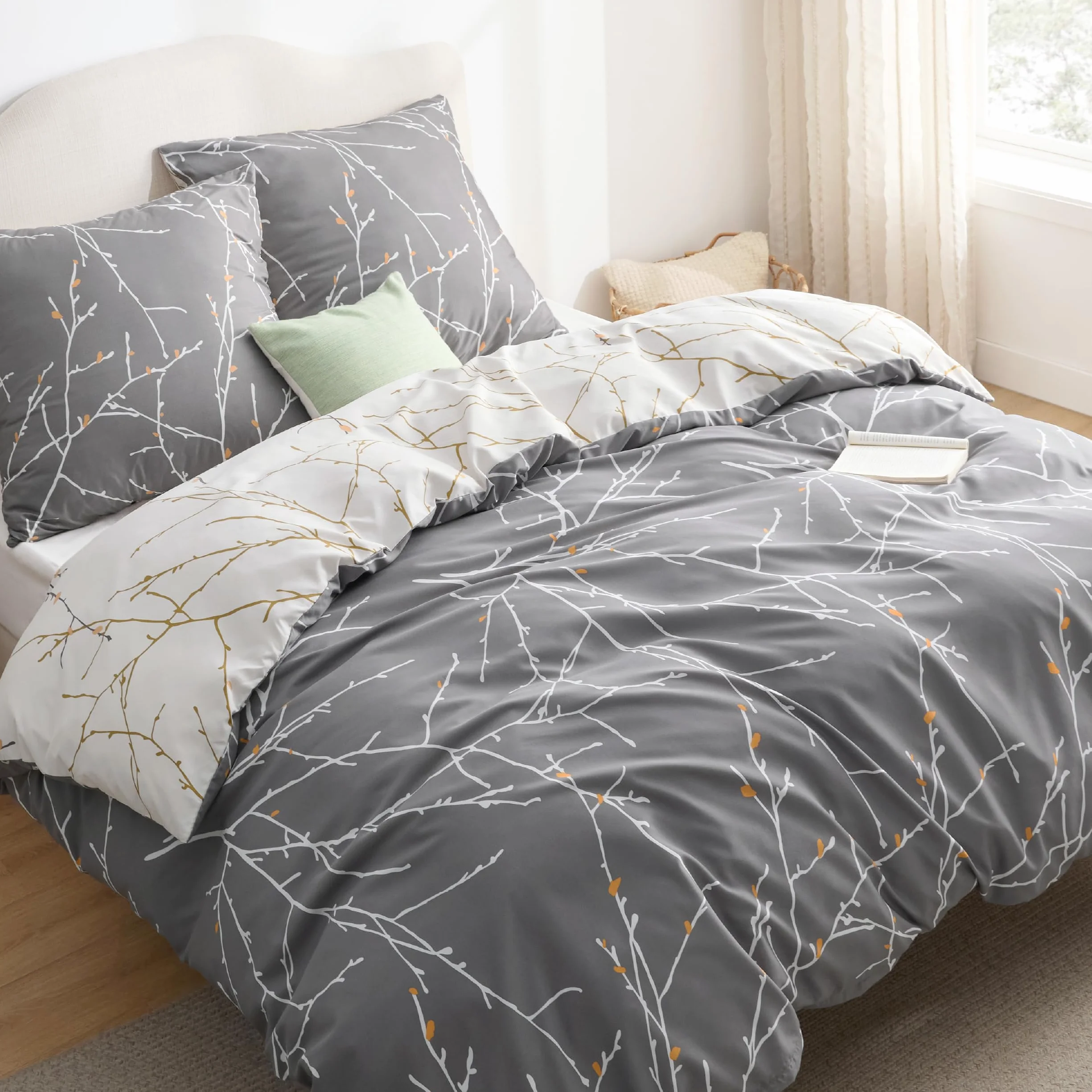 Bedsure Pościel z mikrofibry, 155 x 220 cm, zestaw 3-częściowy: 1 poszewka na kołdrę i 2 poszewki na poduszkę 80 x 80 cm