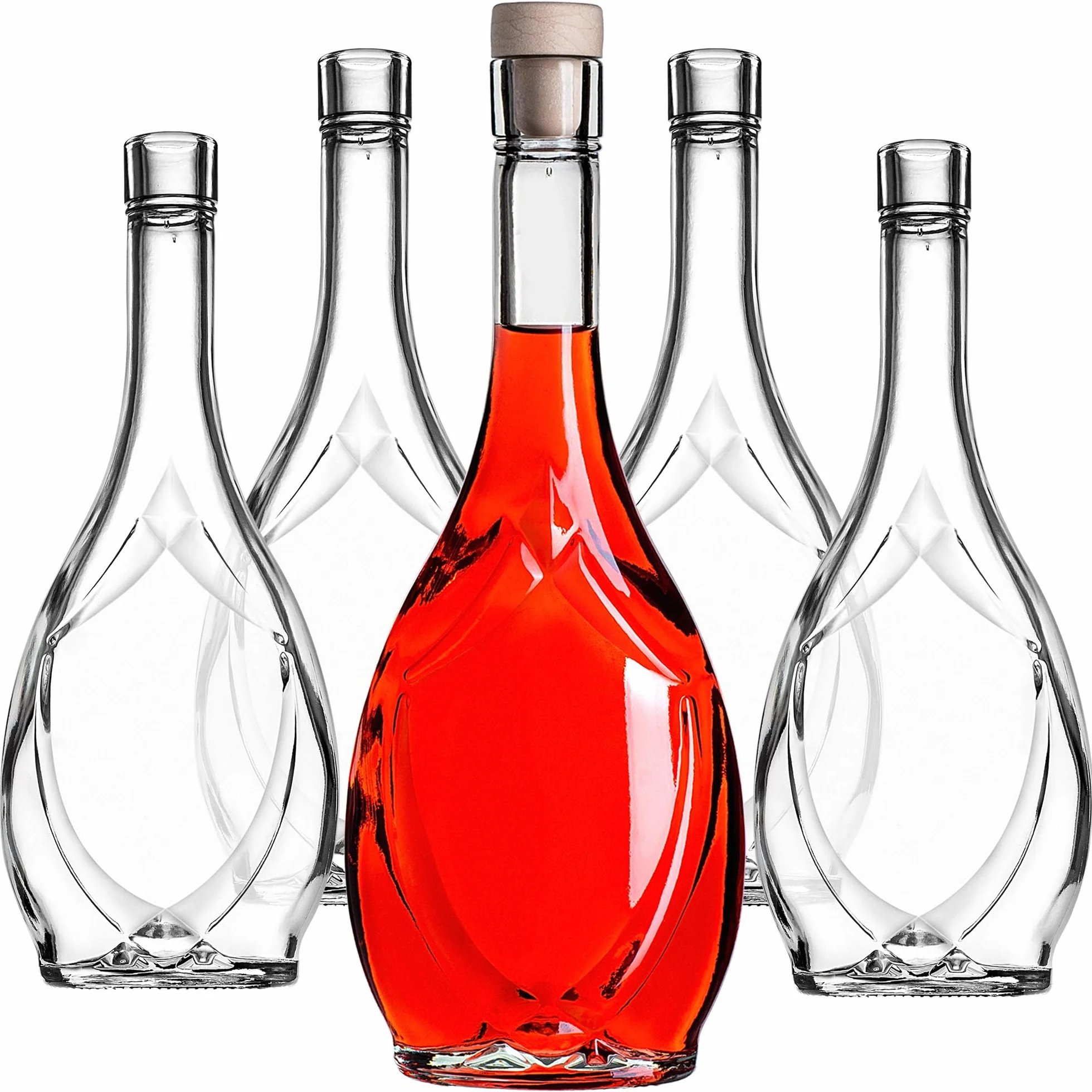 KADAX Zestaw 10 szt. Butelki z korkiem 500 ml do likierów, win i nalewek, szczelny korek chroni aromat, przezroczyste szkło ułatwia kontrolę