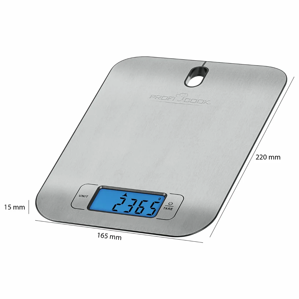 ProfiCook PC-KM 1222W Kneading Machine Set, Powerful 1200 Watt + Digital Kitchen Scale, 5.0 Litre Stainless Steel Bowl for Max 2.5-3 kg Dough Preparation, Kitchen Scales Measuring Range up to 5000 g