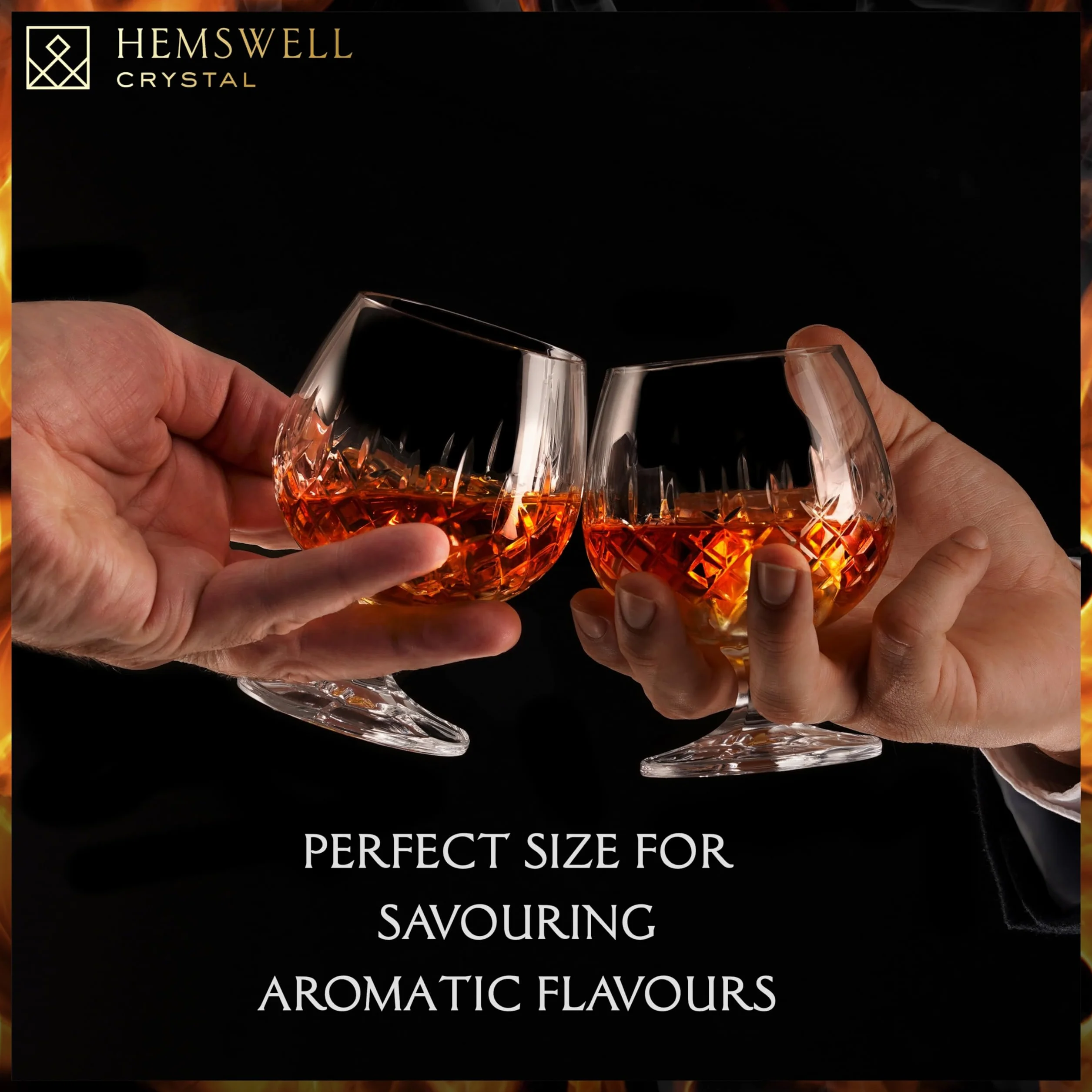 Zestaw kieliszków do brandy Hemswell 2 sztuki - kryształowe kieliszki do koniaku z satynową podszewką w pudełku prezentowym 250 ml - wzór Wicklow
