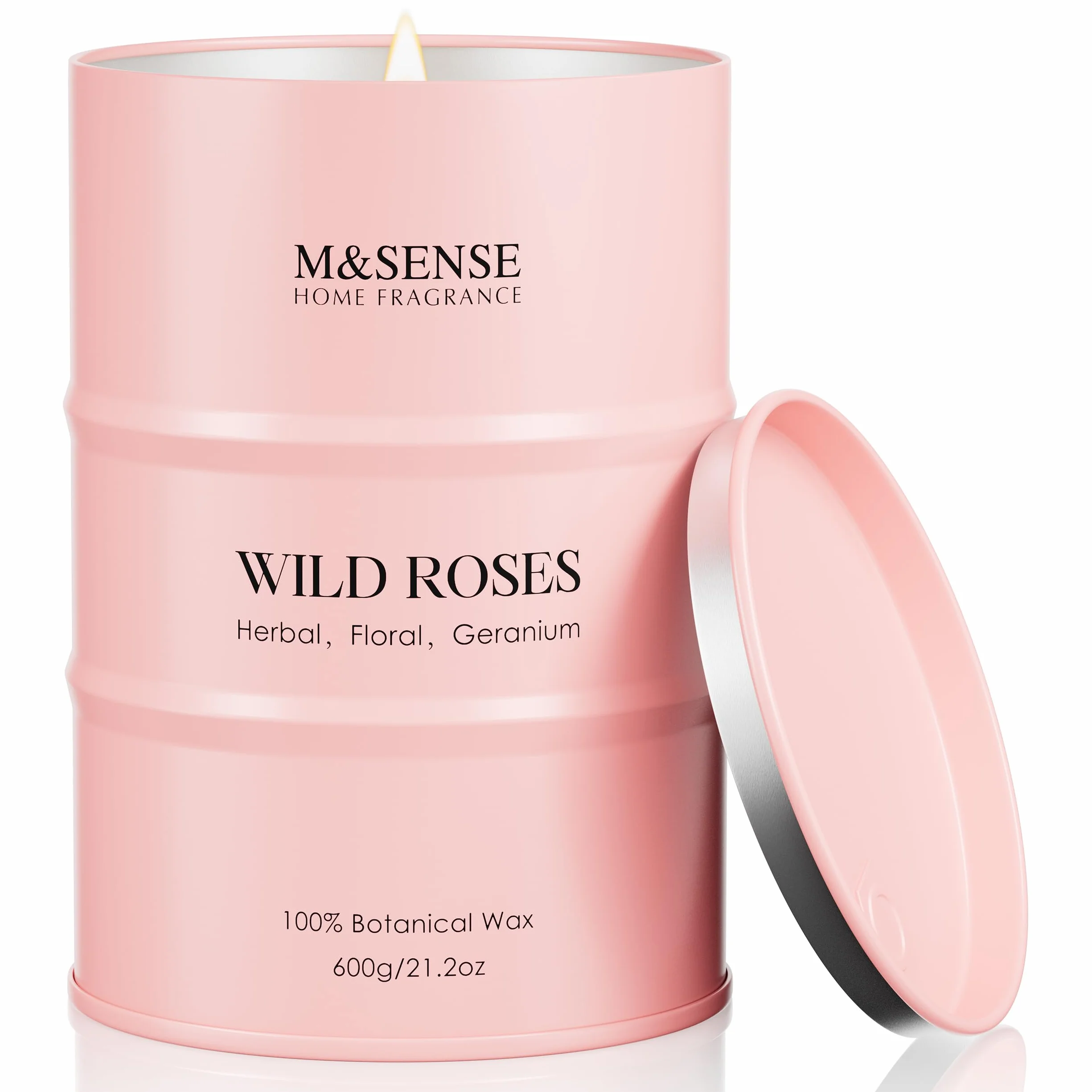 M&SENSE ŚWIECA ZAPACHOWA - Dzika Róża | Naturalny Wosk Sojowy 600g | 120h Palenia | Romantyczny Prezent na Walentynki