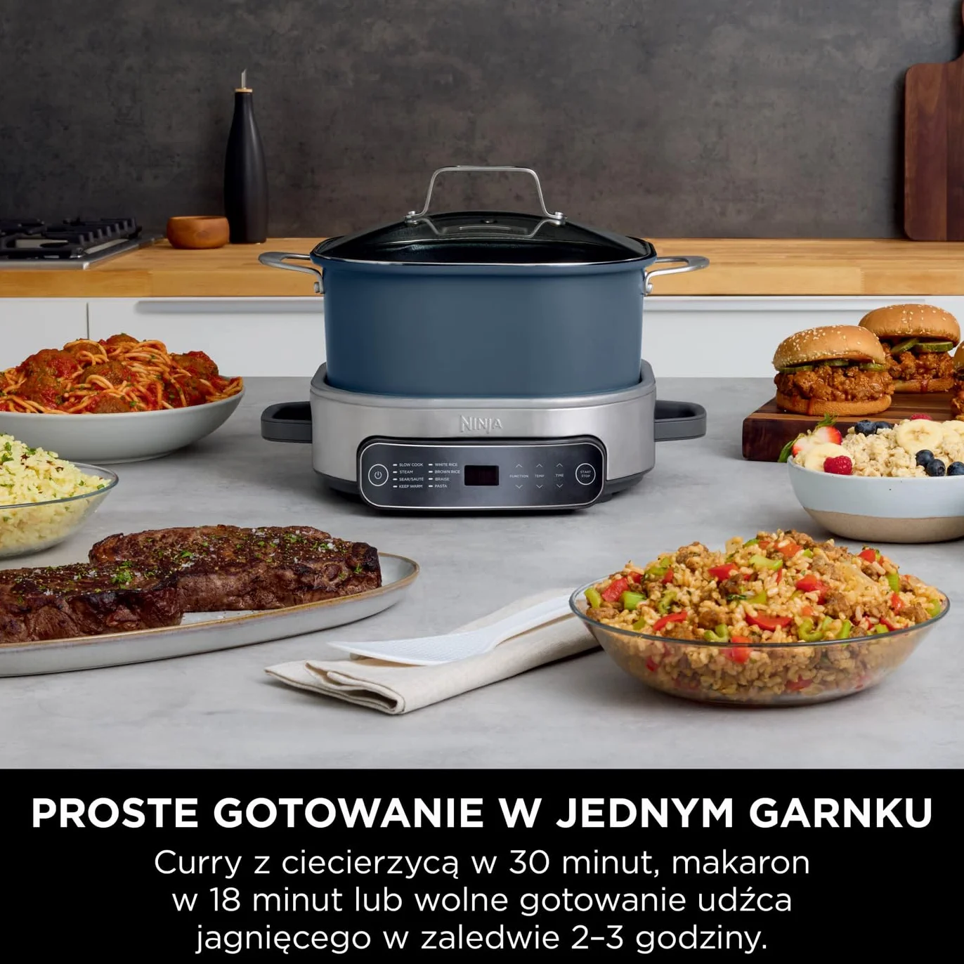 Ninja Foodi PossibleCooker, wolnowar i ryżowar 6 l, 8 w 1, uniwersalne funkcje, granatowy, MC1101EU