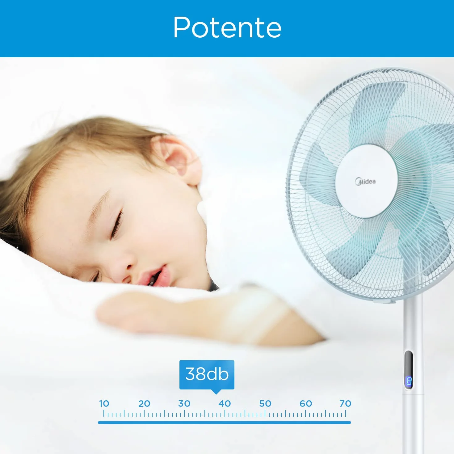 Midea FS40-18BR wentylator stojący 3 w 1, 8 prędkości, timer palma 40 cm, tworzywo sztuczne
