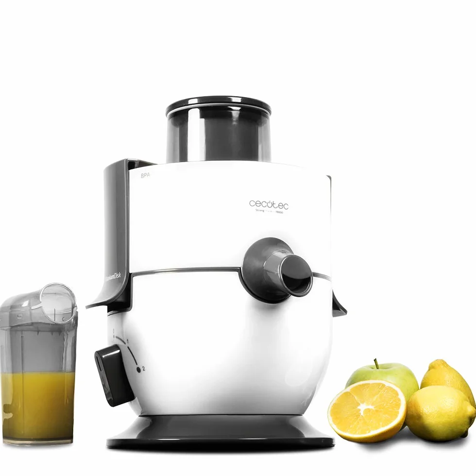 Cecotec Blender do owoców i warzyw StrongTitanium 19000. Moc 650W, prędkość 19000 obr/min, powłoka tytanowa na dysku, kanał wejściowy XL, kolor biały