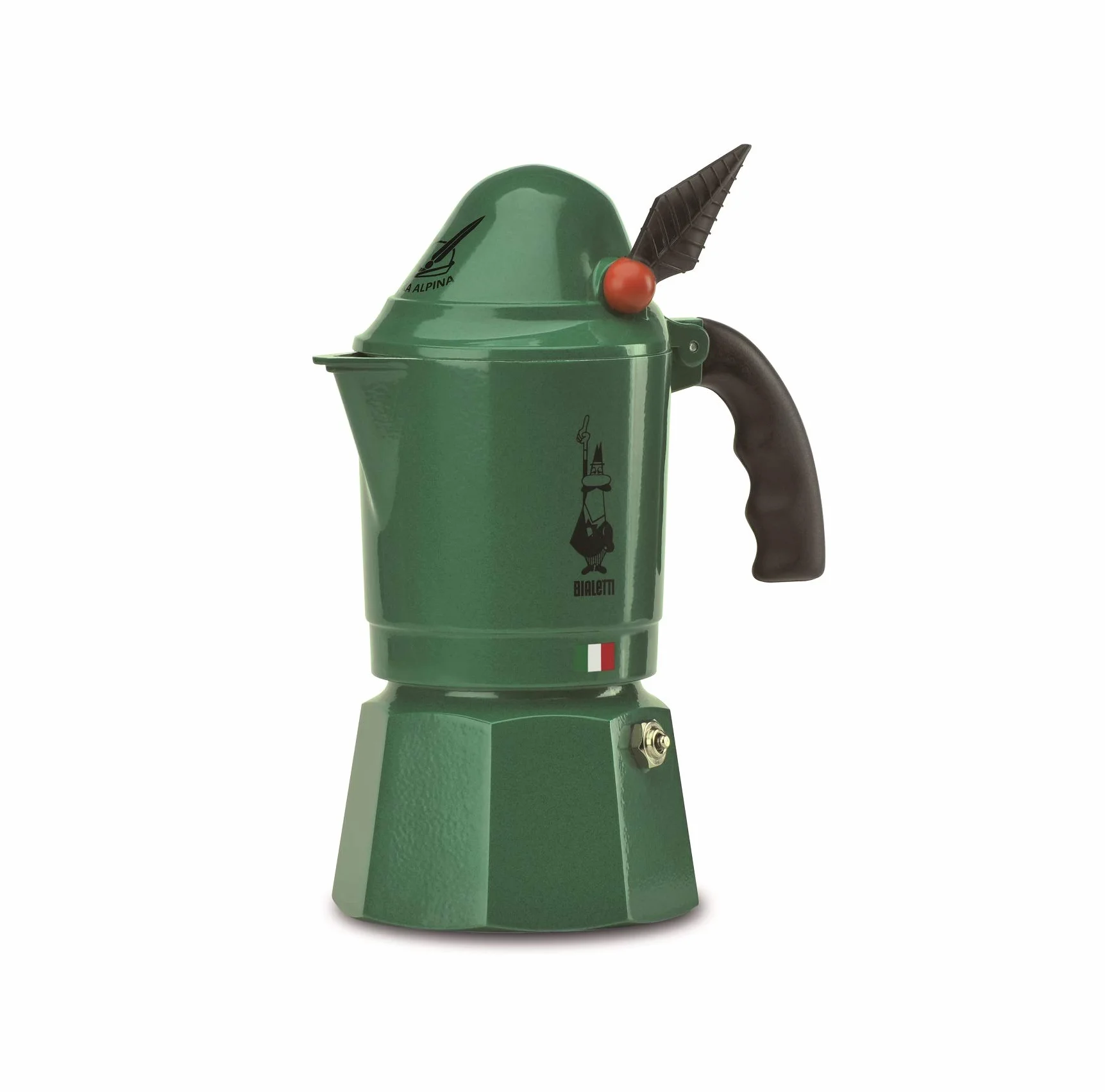 Bialetti – Moka Express Alpina: Klasyczna Kawiarka Na Kuchenkę, 3 Filiżanki (130 Ml), Aluminiowa, Zielona