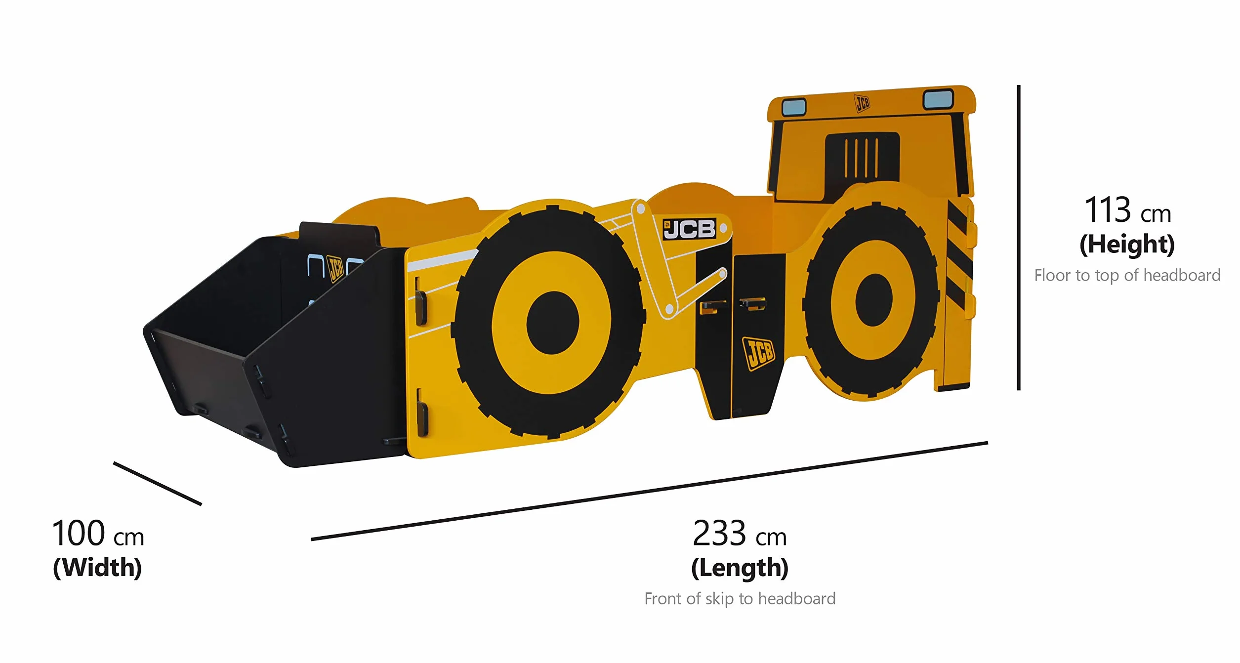 Kidsaw Ltd Pojedyncza rama łóżka JCB Digger 4 CX, żółta