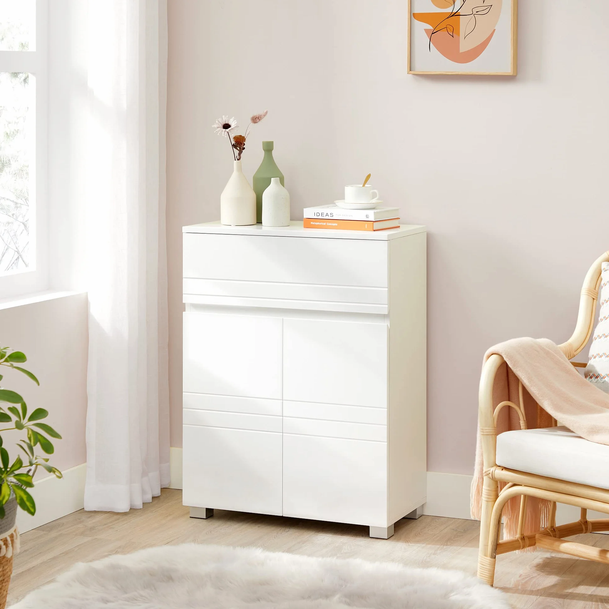 VASAGLE BBK140W01 szafka łazienkowa 60x30x80 cm biała
