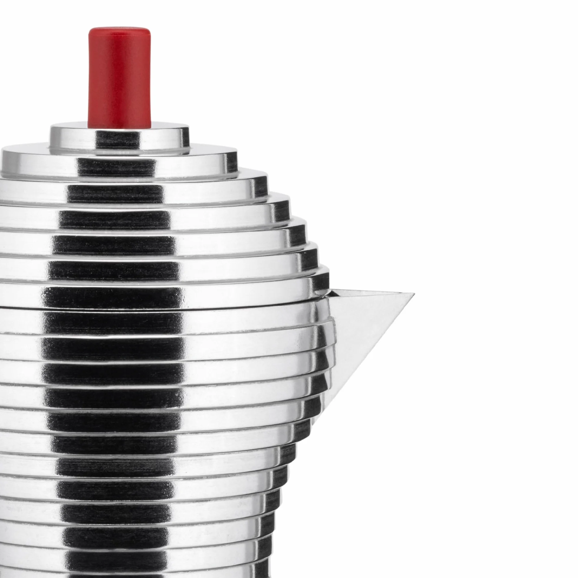 Alessi Pulcina Ekspres do kawy espresso z odlewu aluminium. Uchwyt i gałka w PA, czerwony, 3 filiżanki