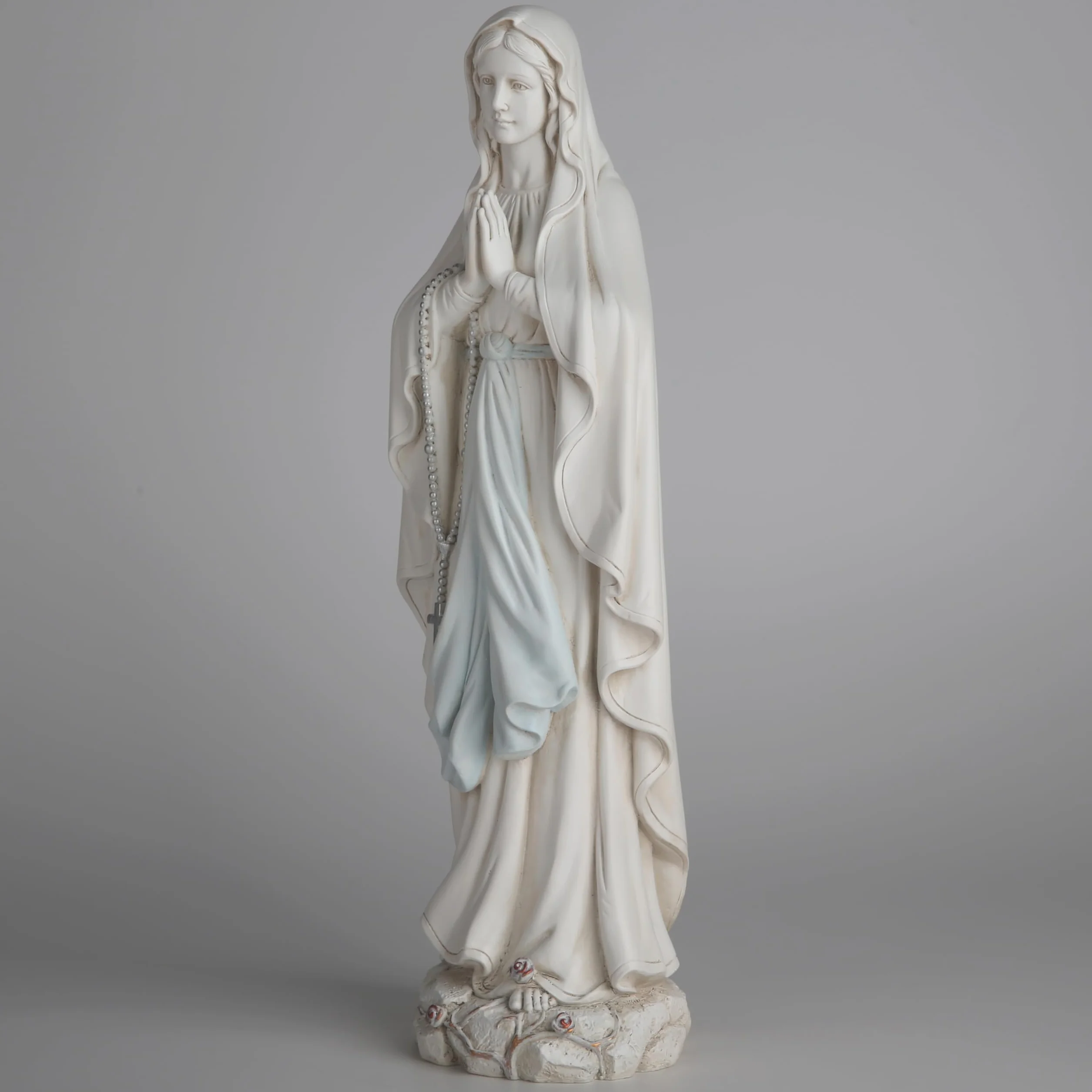 BC Katolicka figurka Matki Bożej z Lourdes, figurka Najświętszej Maryi Panny, dekoracja do domu, na zewnątrz, patio, trawnik, korytarz, religijny prezent, 36,8 cm, ręcznie wykonana przez Buildclassic