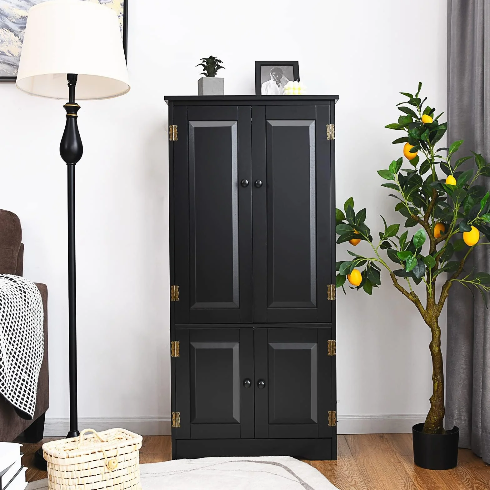 COSTWAY Uniwersalna szafka w stylu vintage, szafka na korytarz z regulowanym regałem, szafka łazienkowa na pranie, drewniana szafka do przechowywania, styl dworkowy, do kuchni, salonu, sypialni