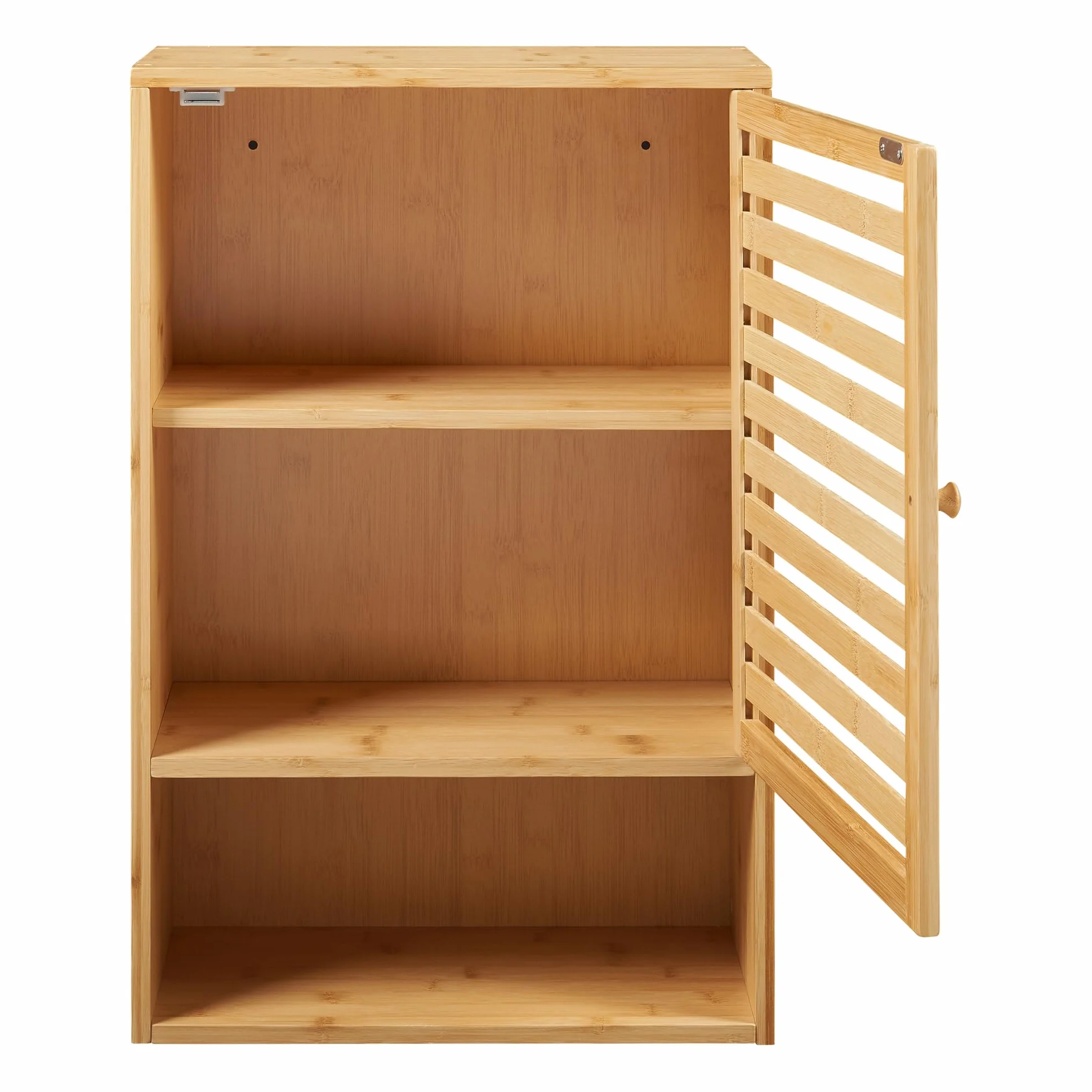 [en.casa] szafka łazienkowa wisząca Gjesdal, szafka łazienkowa wąska, szafka wisząca z jednym drzwiami, bambusowa, do łazienki, 60 x 40 x 20 cm