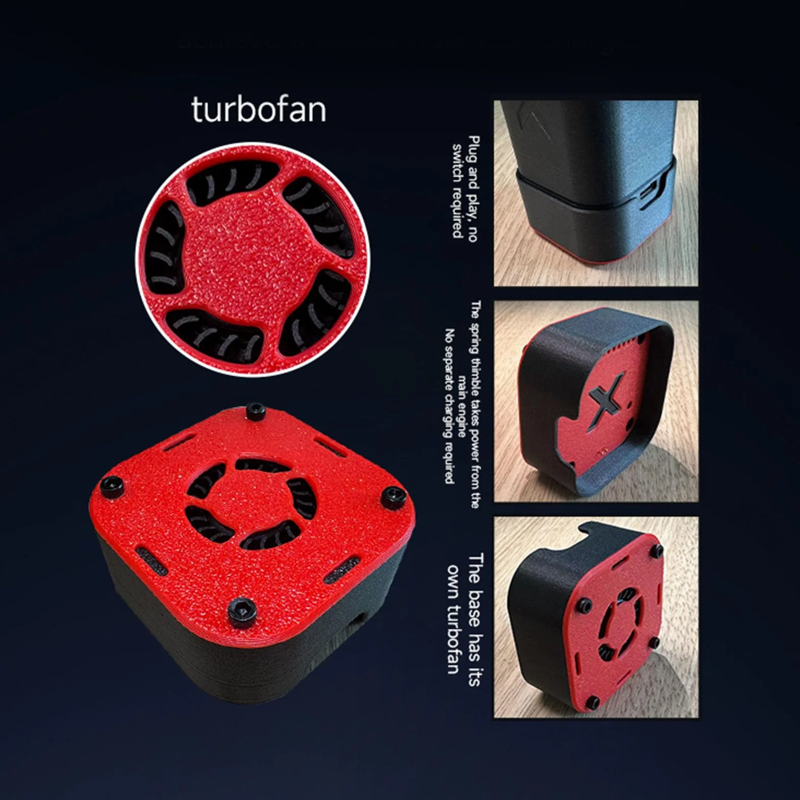 Dmuchawa Turbowentylatorowa Przenośny, Brutalny Wentylator Turbo 64 Mm Metalowa Funkcja Szybki Silnik Bezszczotkowy ze światłem Otoczenia SOS