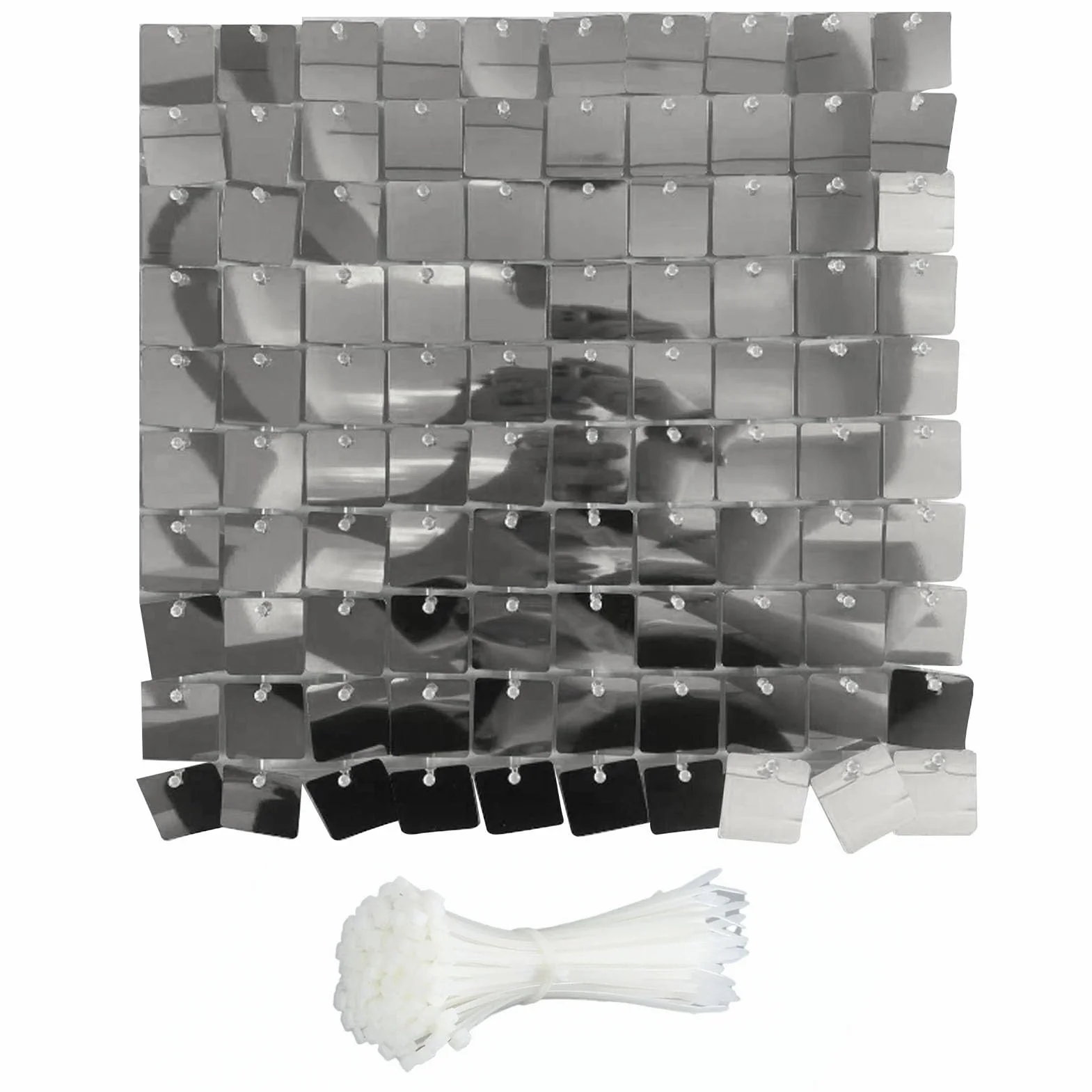 Silver Shimmer Wall Backdrop 24 szt. cekinowych tablic ściennych dekoracja na ślub