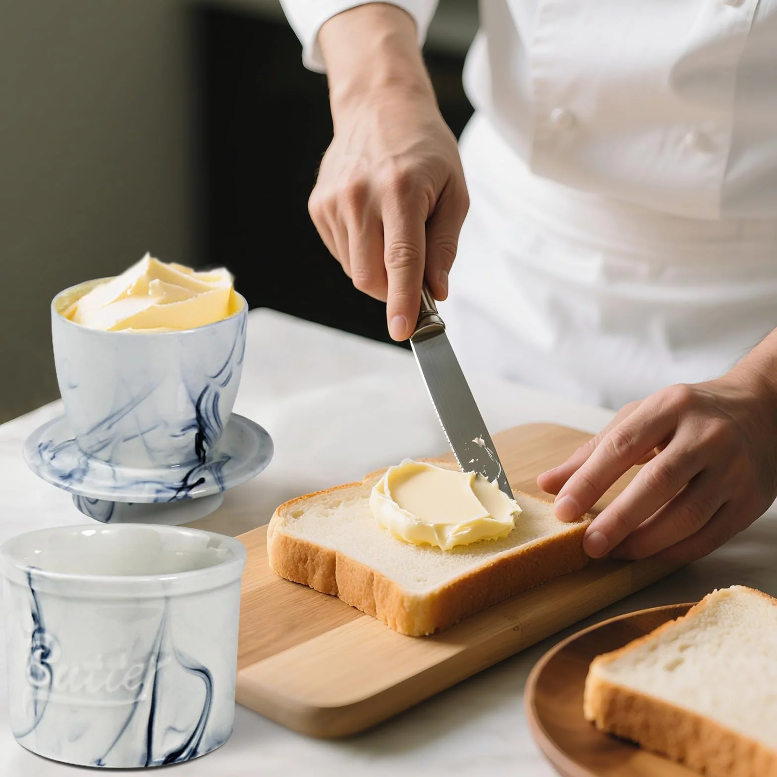Ceramiczna Maselniczka, Francuska Maselniczka z Pokrywką, Porcelanowy Garnek na świeżo Aromatyzowane Masło, Wysokiej Jakości Czarna Tekstura