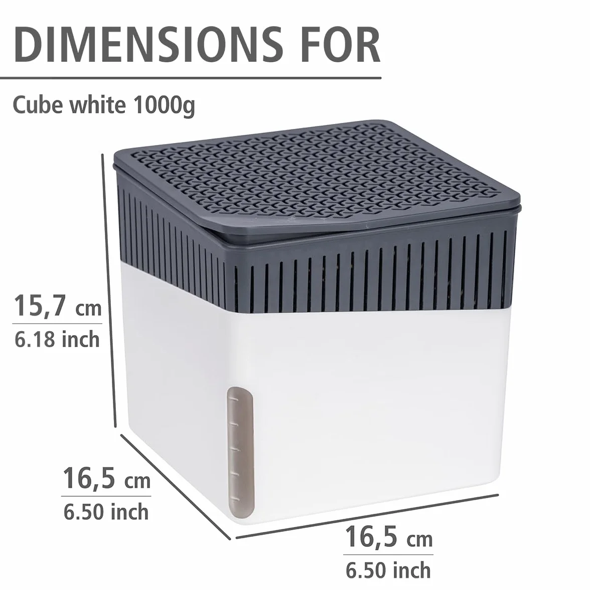 WENKO Osuszacz powietrza Cube, 1,6 l, 16,5 x 15,7 x 16,5 cm, Biały