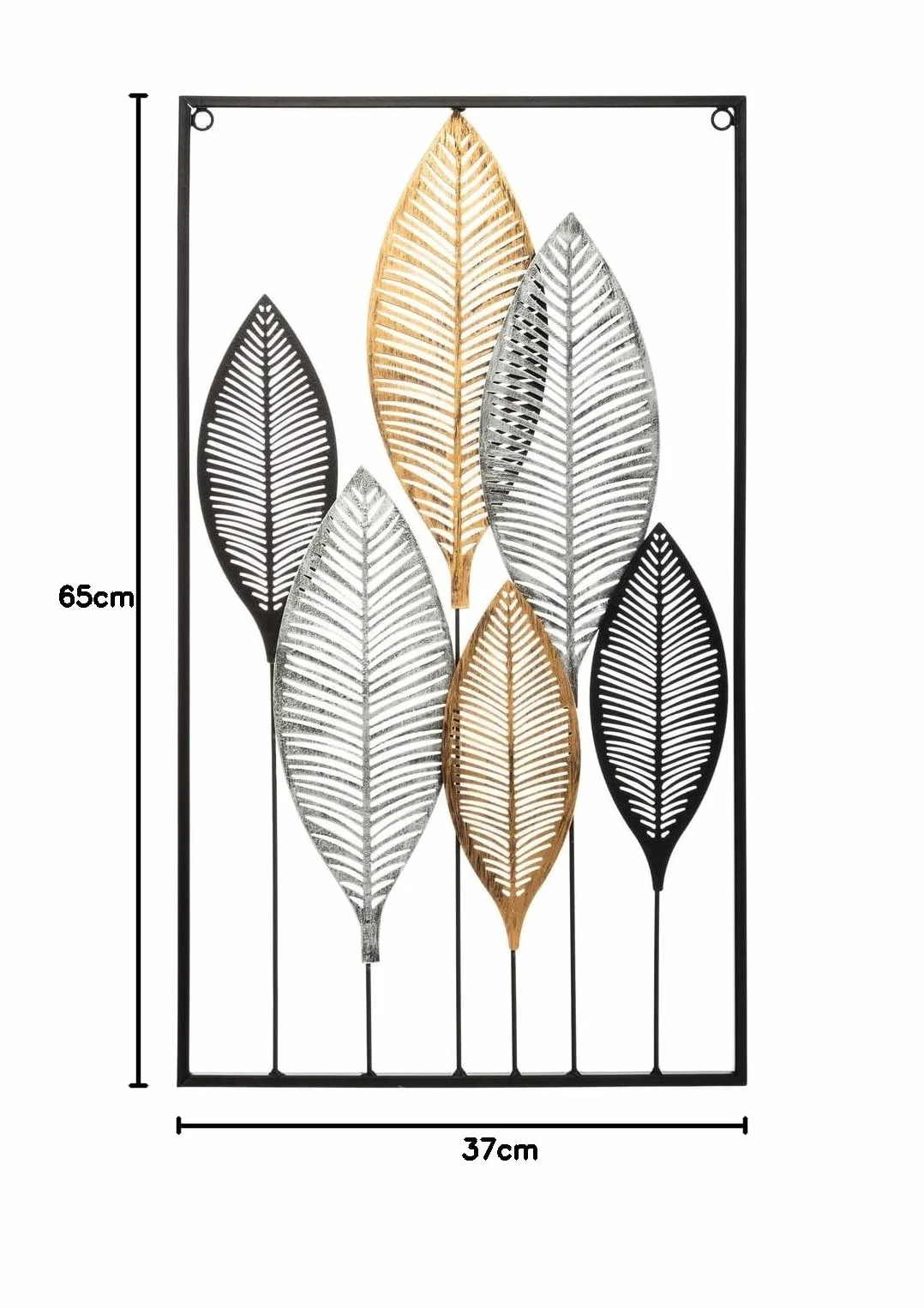 Atmosphera - Metalowa dekoracja ścienna czarne i złote liście H 65 cm